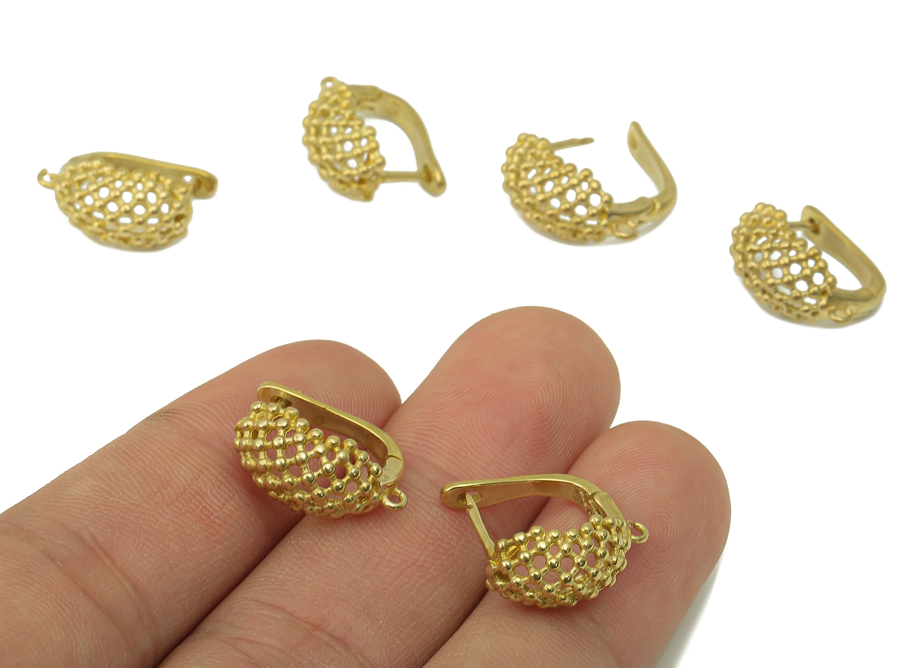 Raw Brass Hole Loop Earring - Hollow Clasp Hoop Earring - Clasp Hoop Earring-Huggie Hoop Earring - Jewelry Making -16.88x14.55x1.83mm-PP8263 - DOMEDBAZAAR
