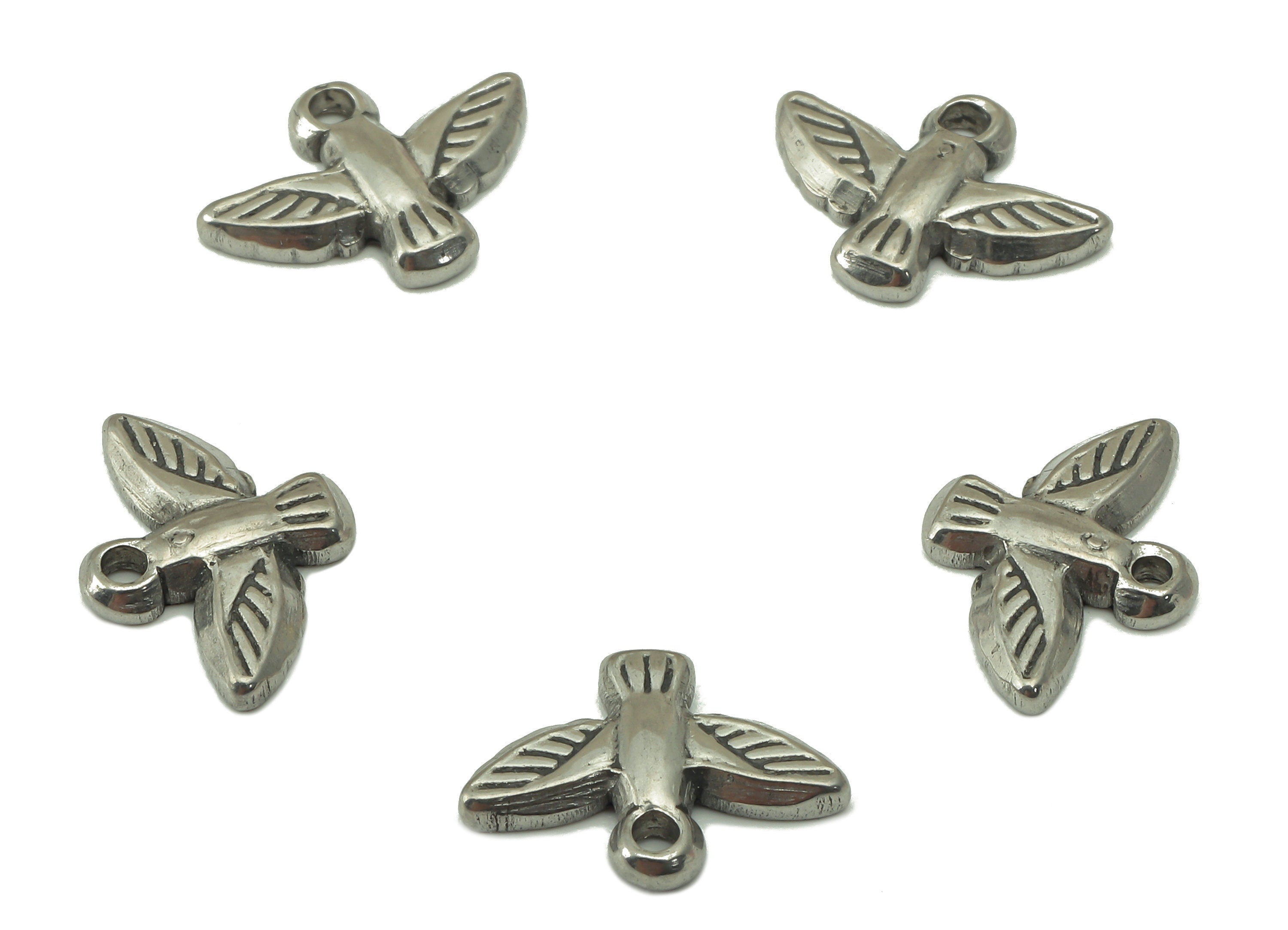 Stainless Steel Pigeon Earring Charm - Steel Mini Peace Pigeon Charm - Stainless Steel Bird - Steel Freedom Charm -9.34x12.7x1.81mm - SS1457 - DOMEDBAZAAR