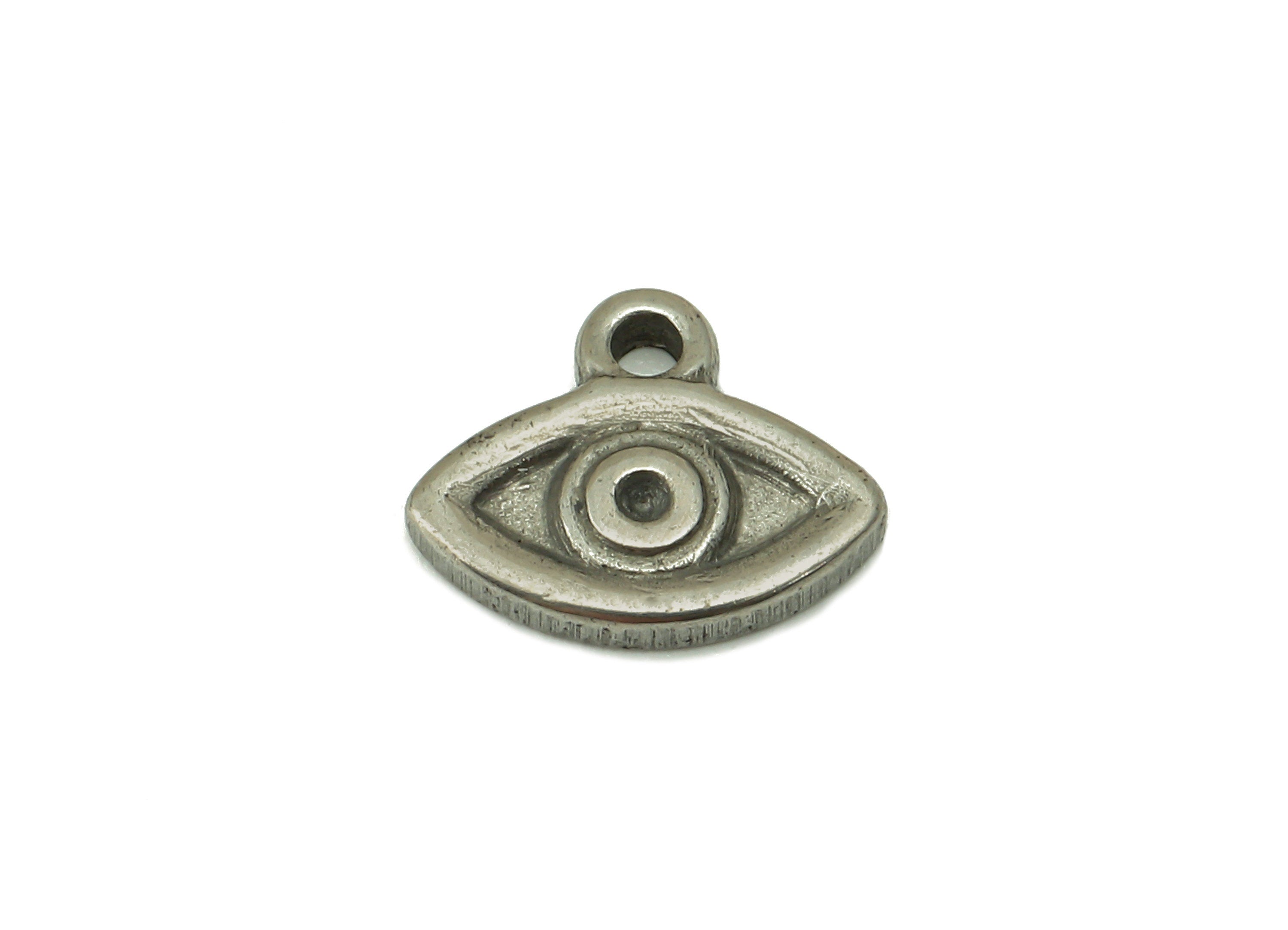 Stainless Steel Eye Earring Charm - Steel Mini Eye Charm - 304 Stainless Steel -Steel Eye Charm -10.6 x 8.7 x 1.61mm - SS1458 - DOMEDBAZAAR