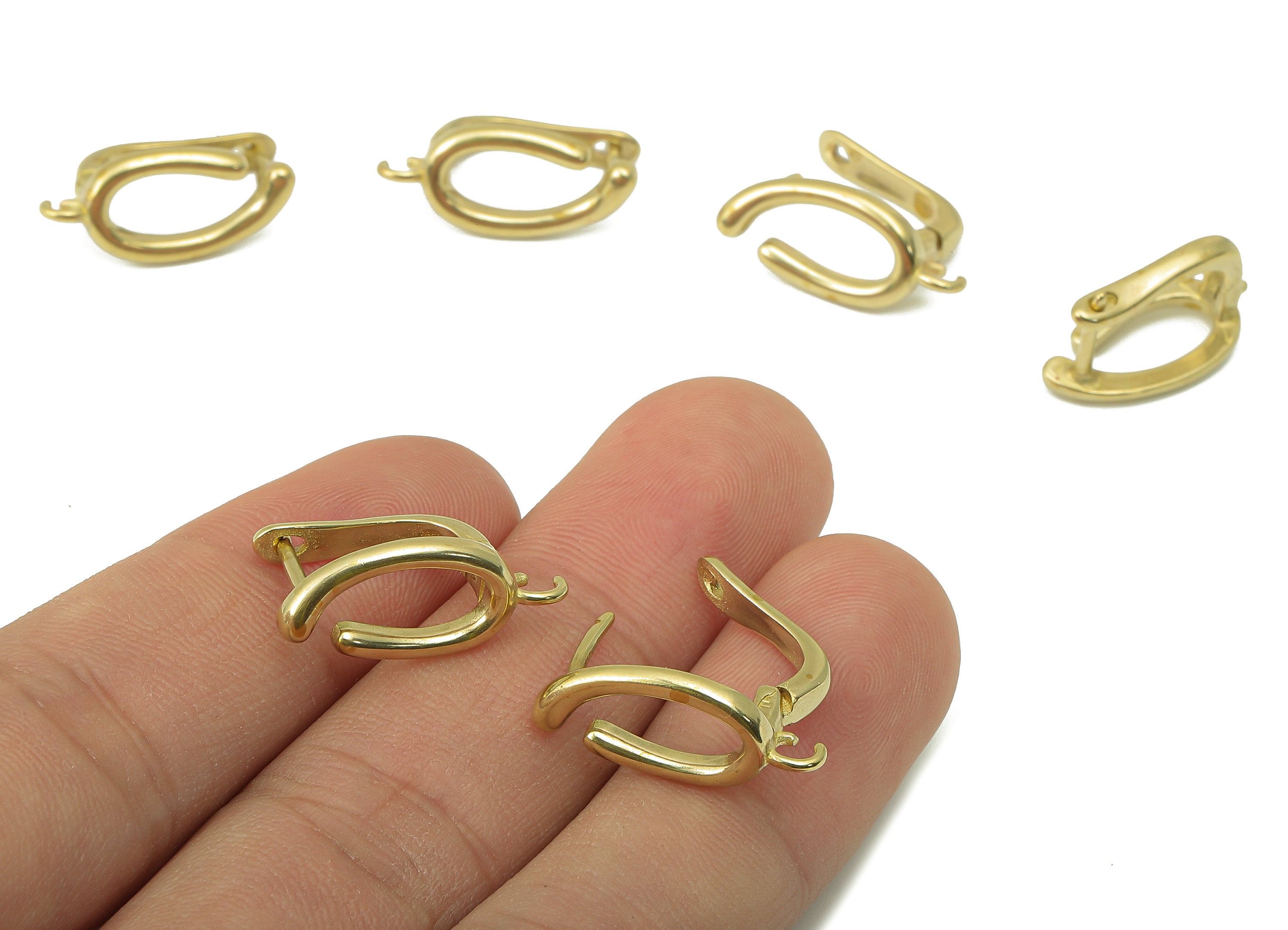 Raw Brass Irregular Clasp Hoop Earring - Brass Hole Loop Earring - Clasp Hoop Earring With Loop -19.82x 11.6x 1.81mm- PP8265 - DOMEDBAZAAR