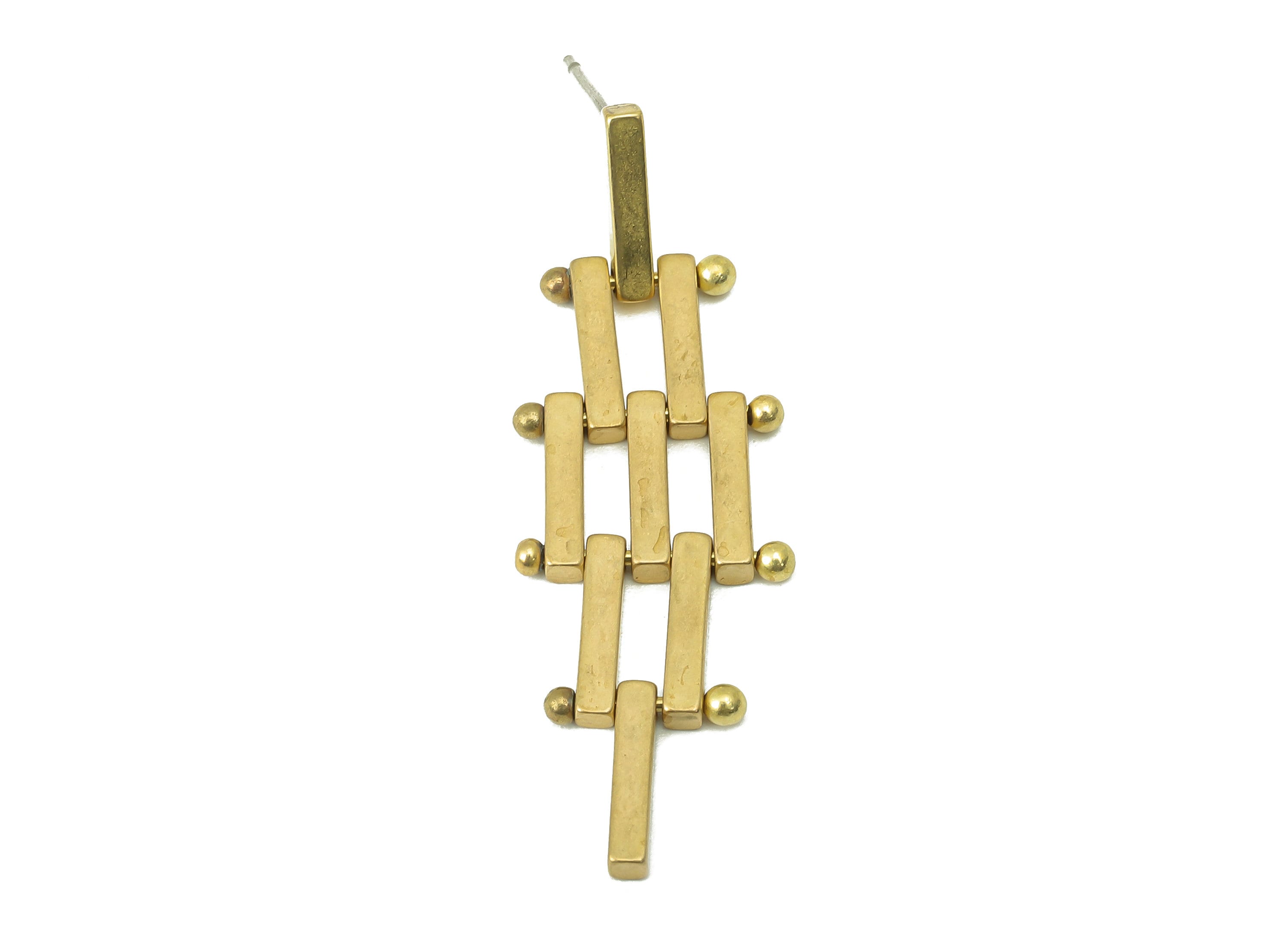 Raw Brass Ladder Stud Earring - Brass Rectangle Earring Stud and Hanging Ladder Earring Post -Jewelry Making -42.78x 14.38x1.96mm- PP8267 - DOMEDBAZAAR