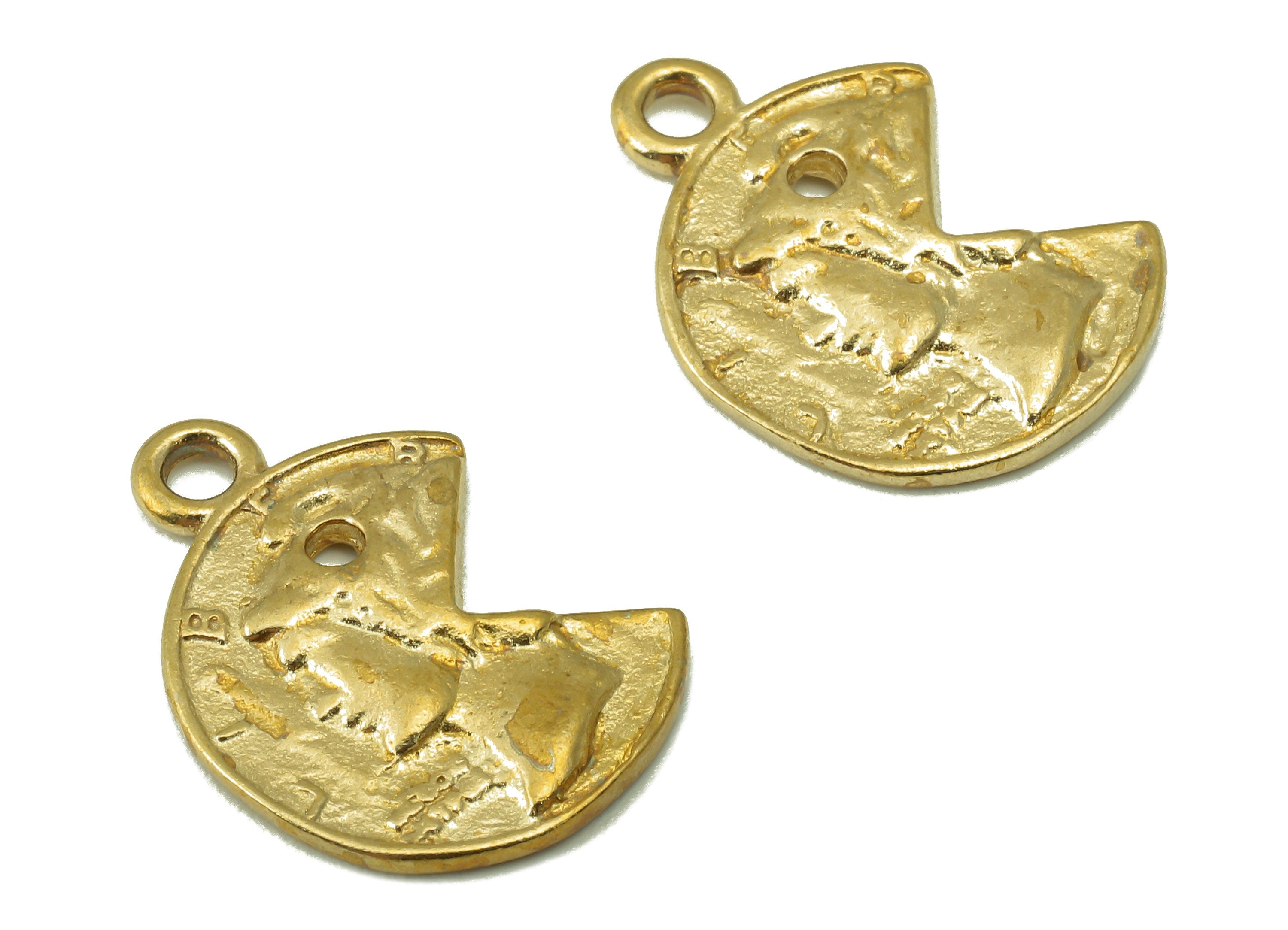 Raw Brass Round Charms-Raw Brass Textured Earring And Head Carving Pendant-Brass Textured Necklace-Jewelry Supplies-19.1x13.69x2.06mm-PP8377 - DOMEDBAZAAR