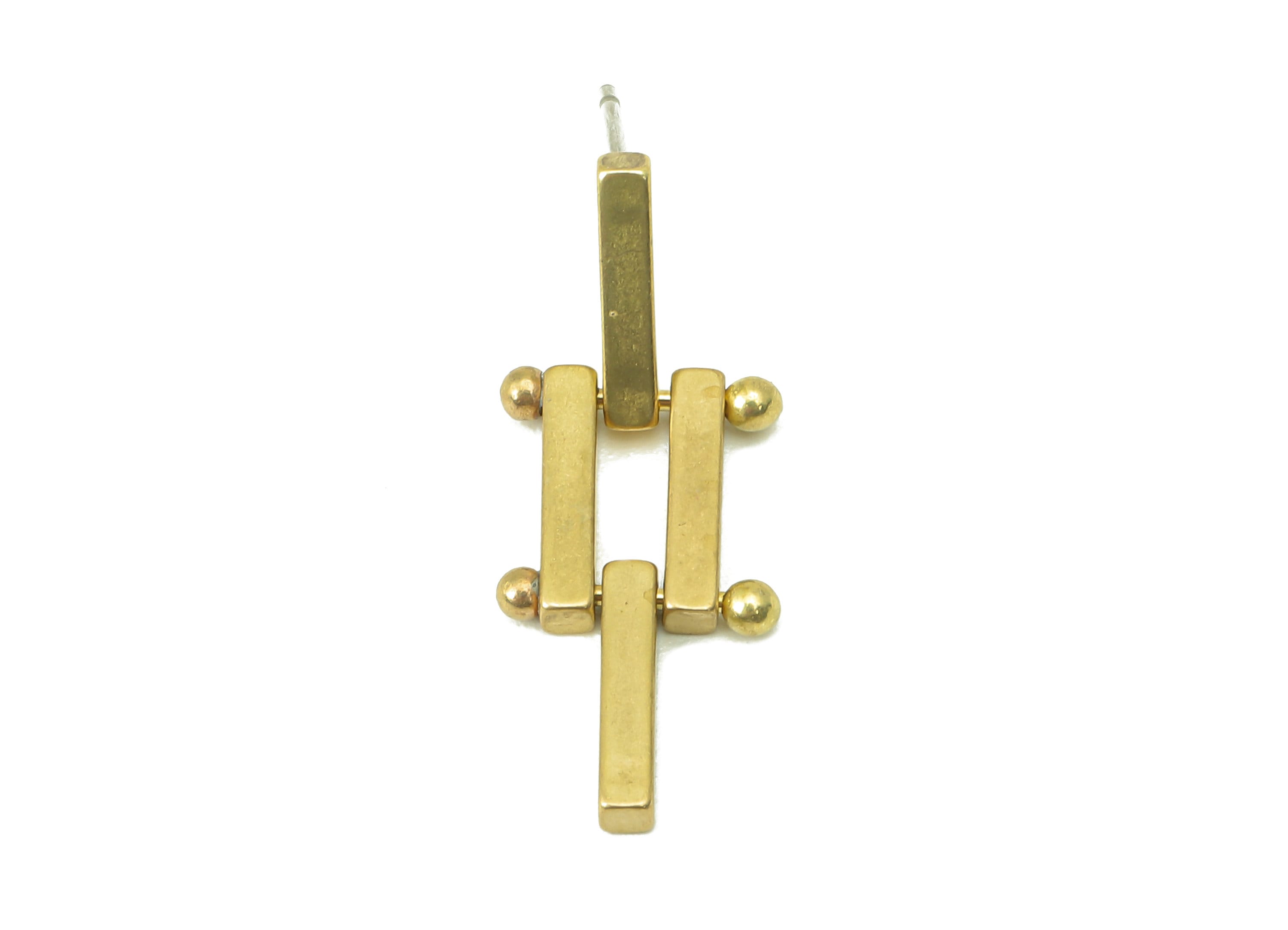 Raw Brass Ladder Stud Earring - Brass Rectangle Earring Stud and Hanging Ladder Earring Post -Jewelry Making -26.39x 10.78x 1.93mm- PP8270 - DOMEDBAZAAR