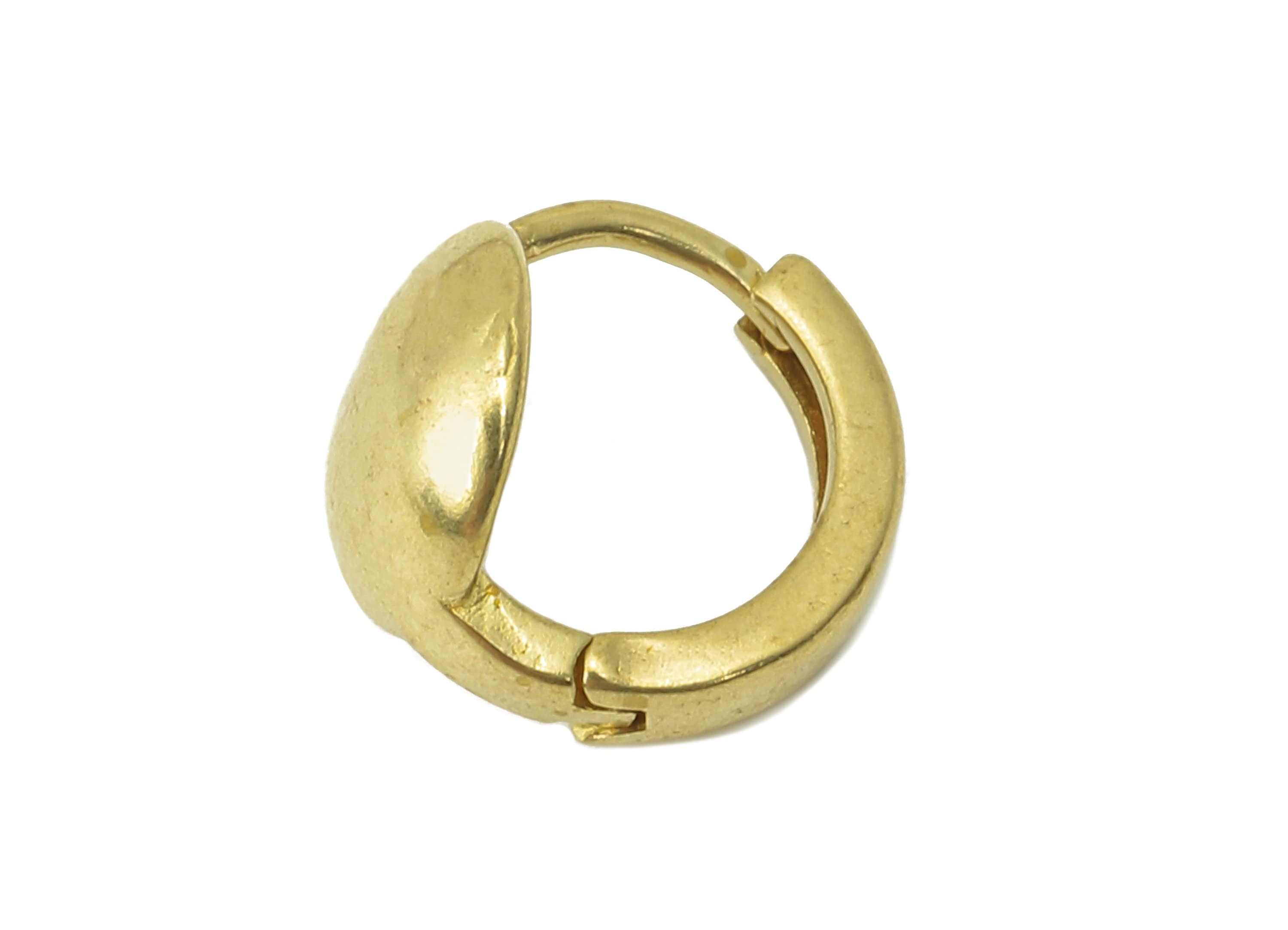 Raw Brass Round Hoop Earring Huggie - Mini Circle Huggies with Open Ring - Small Hoop Earrings - Huggie Hoop -10.95x 10.77x 1.71mm- PP8277 - DOMEDBAZAAR