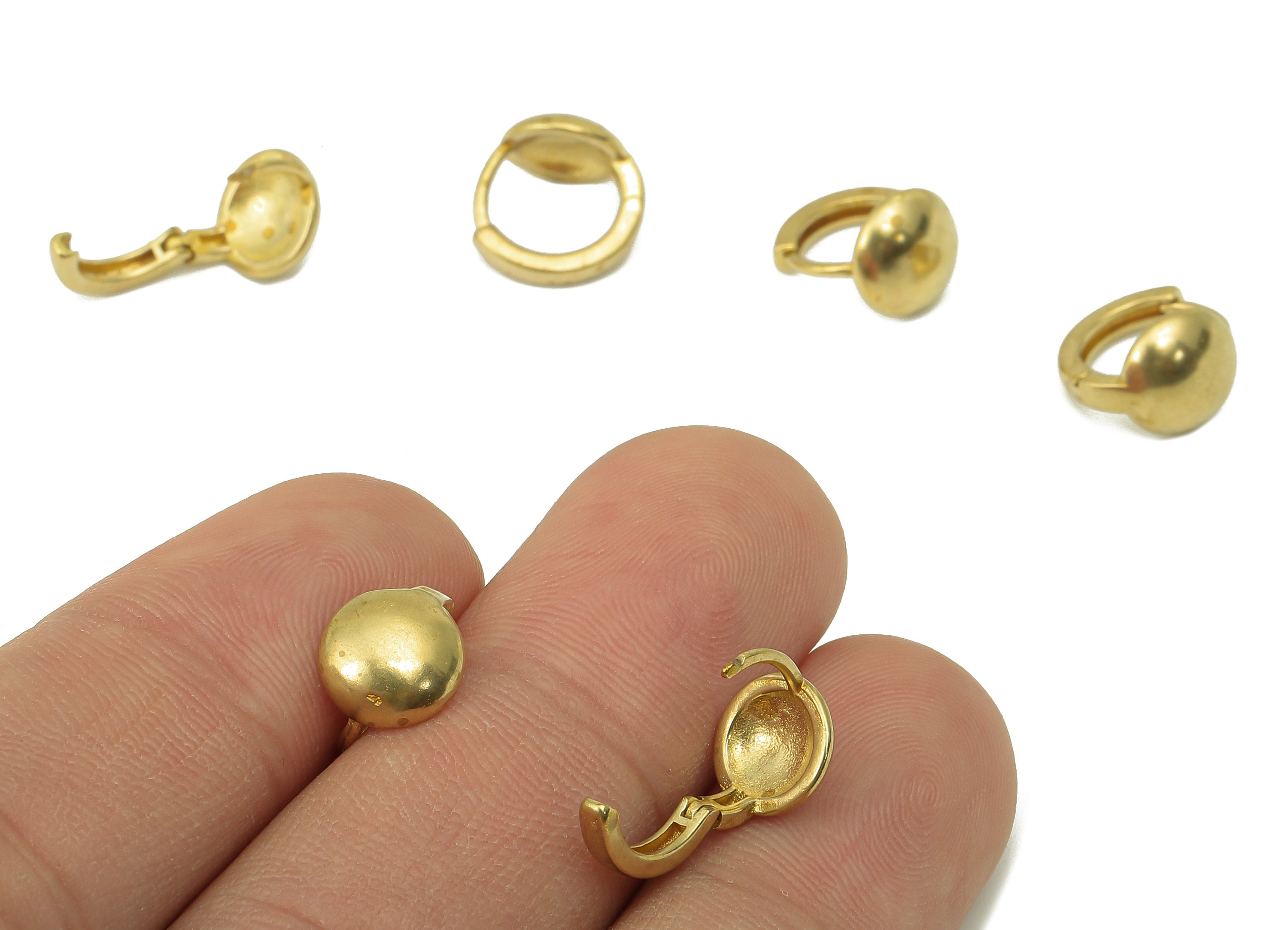 Raw Brass Round Hoop Earring Huggie - Mini Circle Huggies with Open Ring - Small Hoop Earrings - Huggie Hoop -10.95x 10.77x 1.71mm- PP8277 - DOMEDBAZAAR