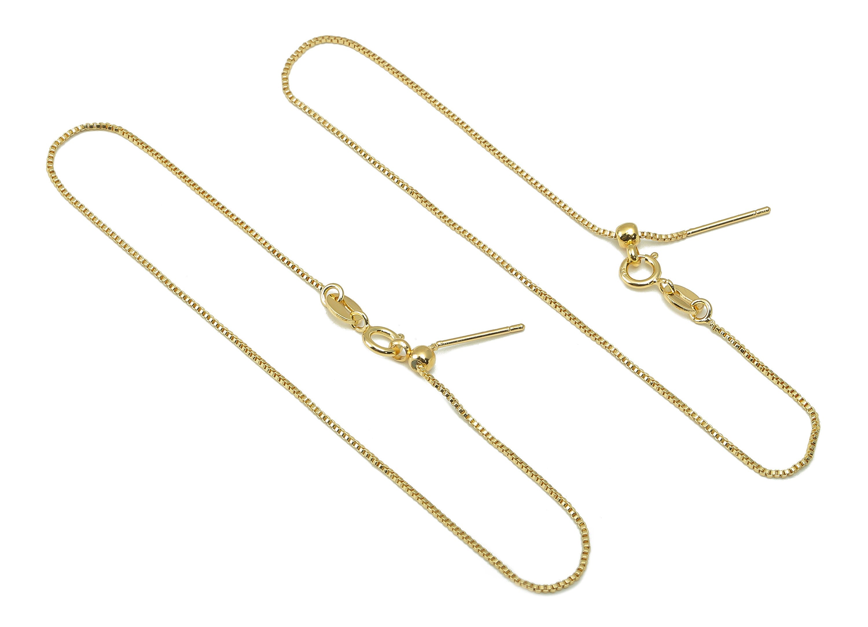 Brass Box Chain Bracelet - Brass Box Chain - Lobster Clasp Bracelet Chain -18K Real Gold Adjustable Chain-Jewelry Making-205x5x0.8mm-RGP6597 - DOMEDBAZAAR