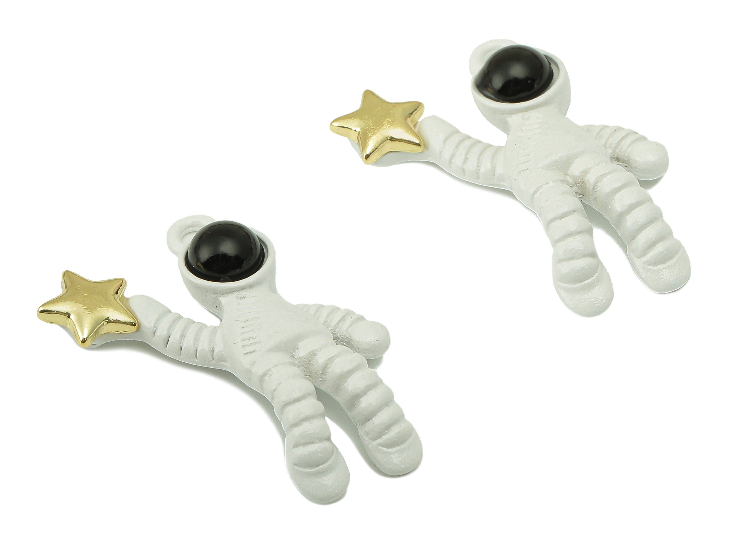 Alloy Astronaut Charms - Zinc Alloy Cosmonaut Star Pendant - KC Gold Tone White Plated - 31x19x3.8mm - ZZ2037 - DOMEDBAZAAR