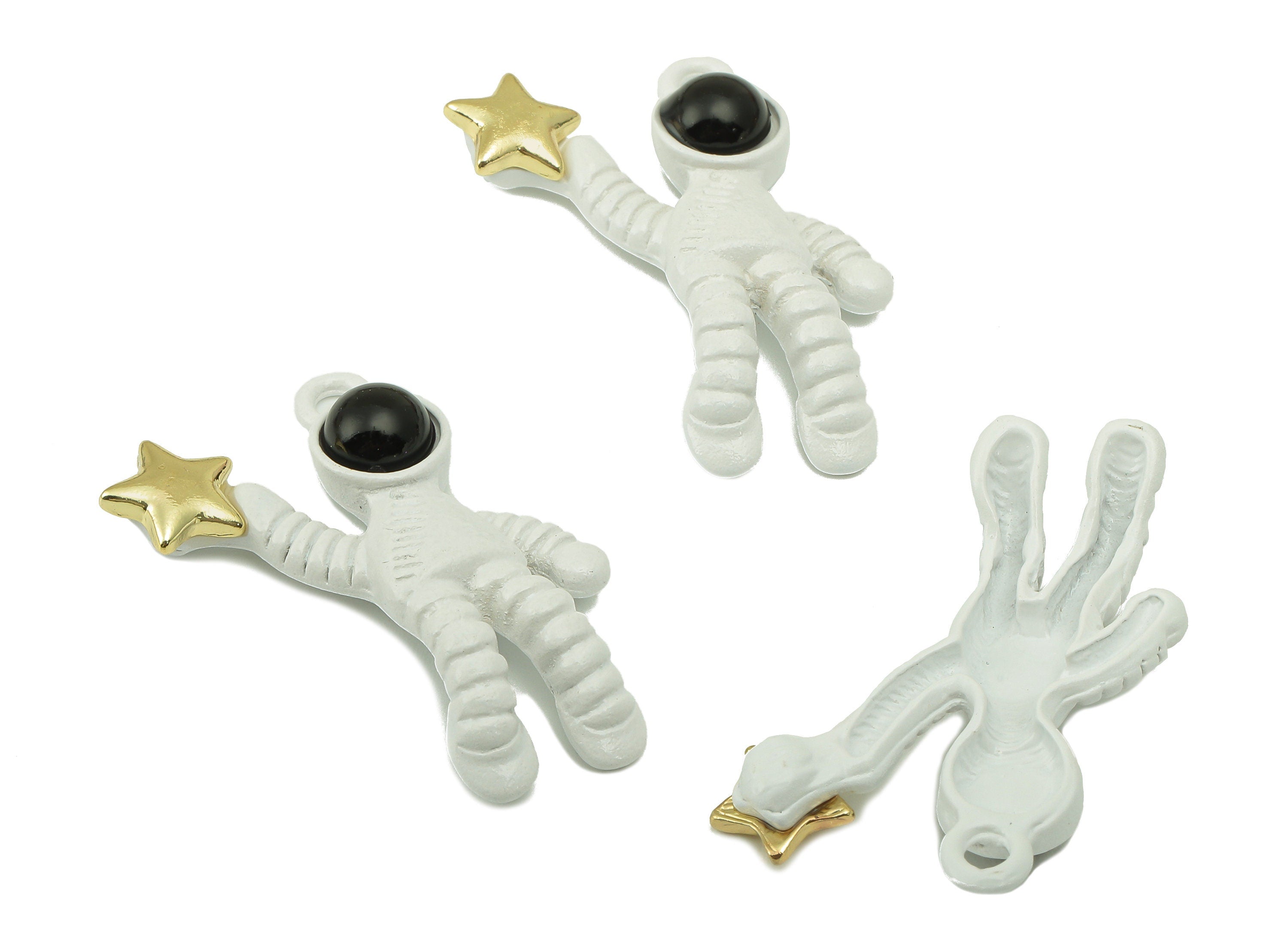 Alloy Astronaut Charms - Zinc Alloy Cosmonaut Star Pendant - KC Gold Tone White Plated - 31x19x3.8mm - ZZ2037 - DOMEDBAZAAR