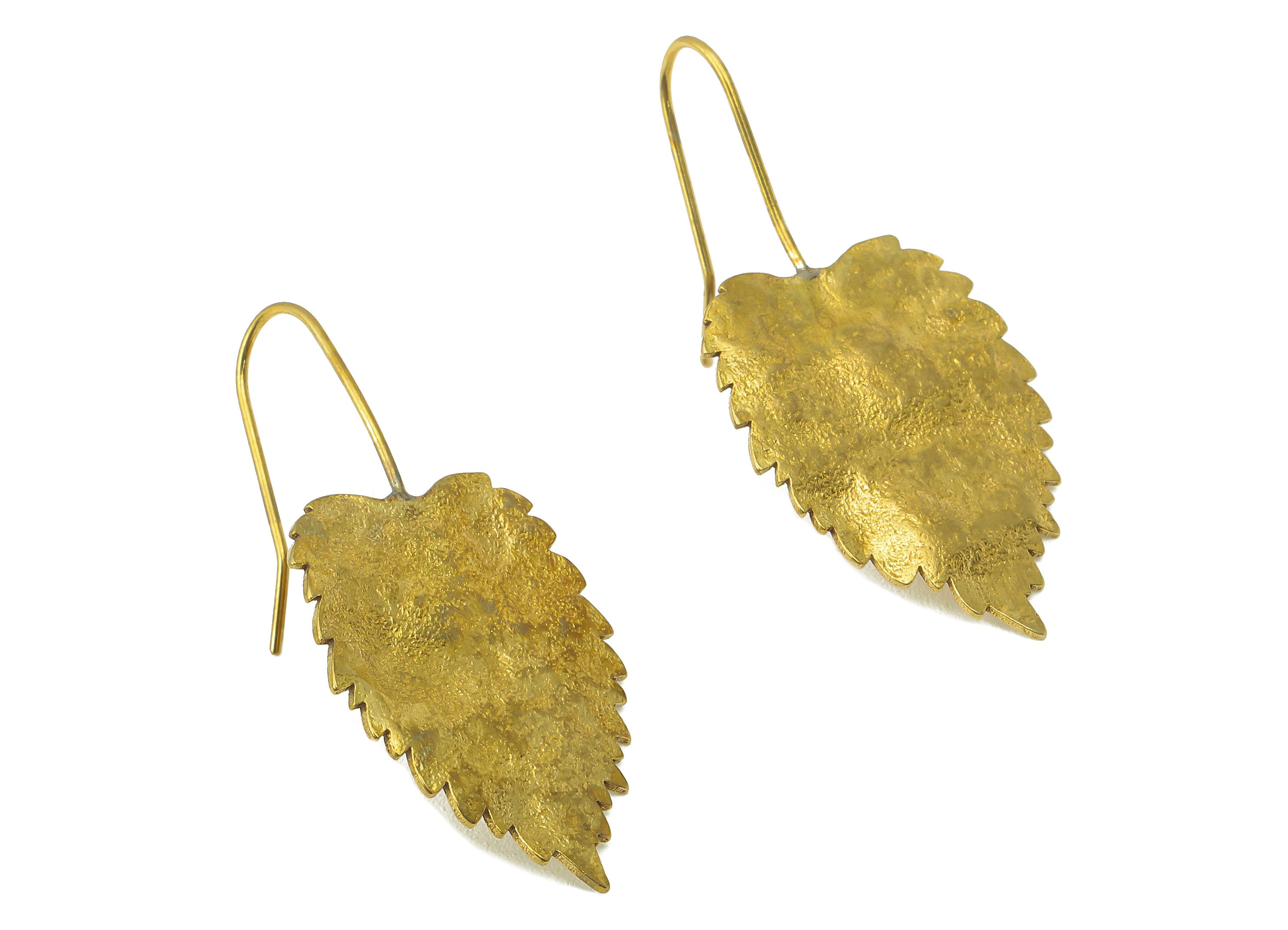 Raw Brass Betula Ear Wires Earring - Brass Leaf Hook Earring -Textured Botanies Earring Hook - 38.14x 19x 1.09mm - PP8287 - DOMEDBAZAAR