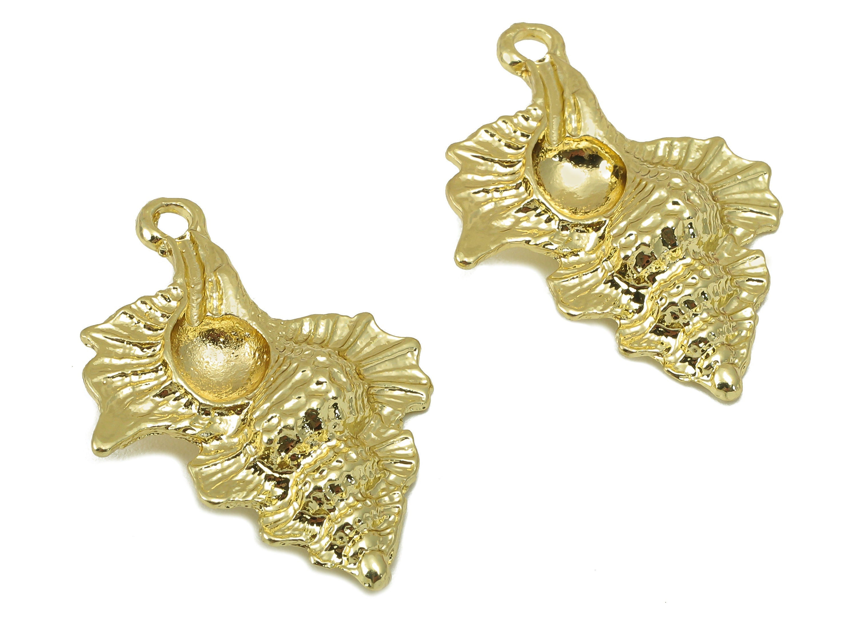 Alloy Conch Charm - Zinc Alloy Marine Life Pendant -Sea Animal - For Pearl -Zinc Alloy Conch Charm- KC Gold Tone Plated -32x22x4mm- ZZ2040 - DOMEDBAZAAR