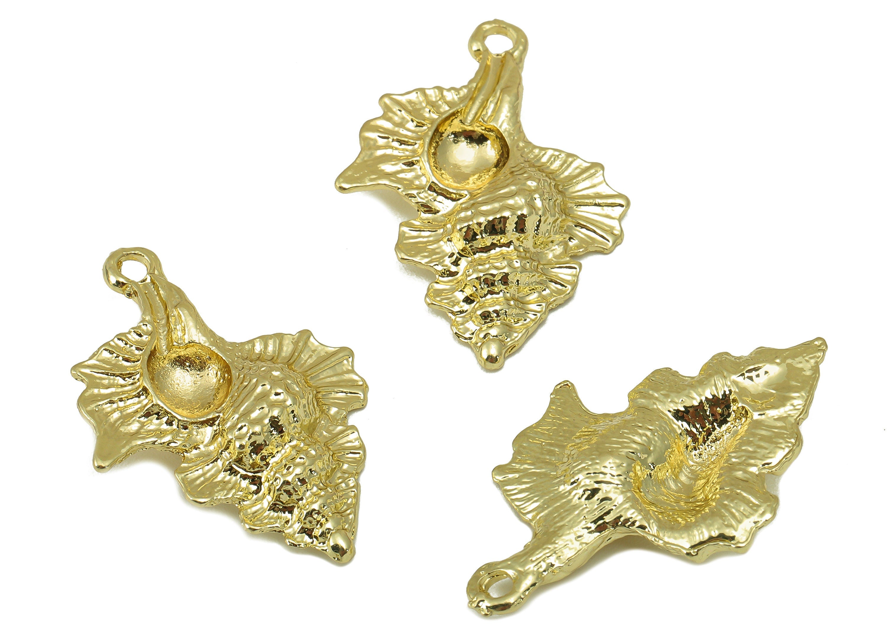 Alloy Conch Charm - Zinc Alloy Marine Life Pendant -Sea Animal - For Pearl -Zinc Alloy Conch Charm- KC Gold Tone Plated -32x22x4mm- ZZ2040 - DOMEDBAZAAR