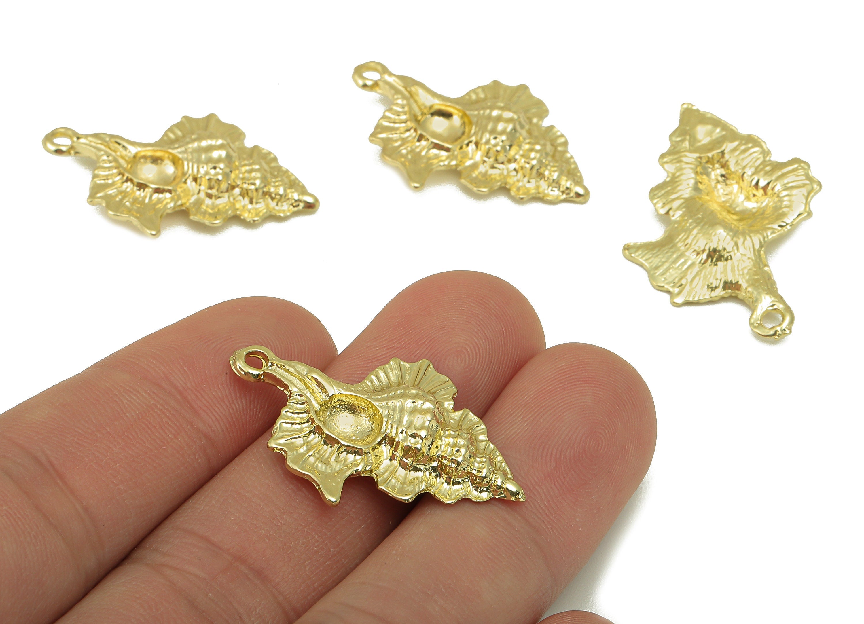 Alloy Conch Charm - Zinc Alloy Marine Life Pendant -Sea Animal - For Pearl -Zinc Alloy Conch Charm- KC Gold Tone Plated -32x22x4mm- ZZ2040 - DOMEDBAZAAR