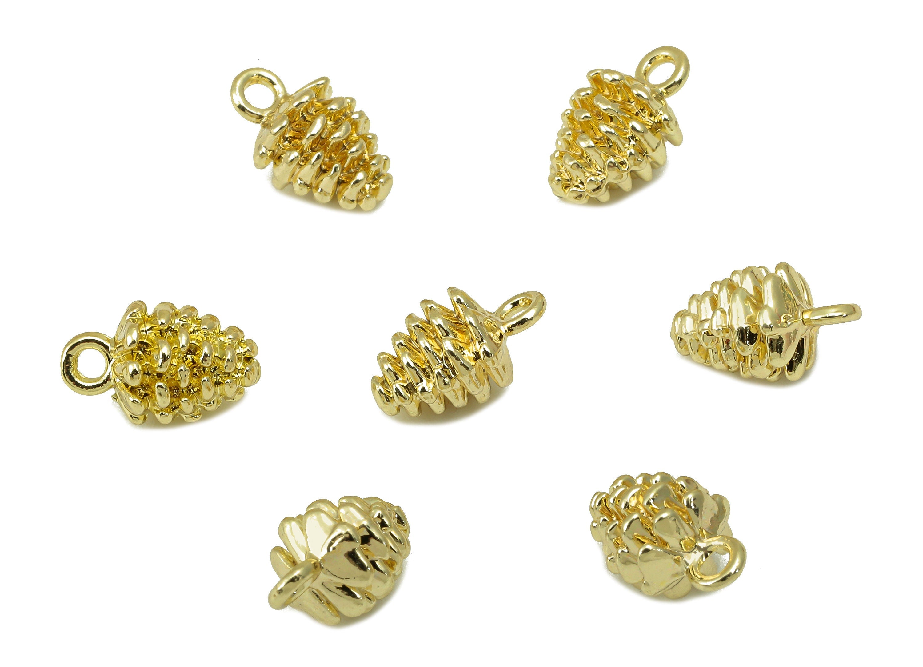 Alloy Pinecone Charm - Zinc Alloy Pine Nut Charm - Pine Nut Pendant - Zinc Alloy Pinecone Charm - KC Gold Tone Plated -11x6.6x 6.6mm- ZZ2043 - DOMEDBAZAAR