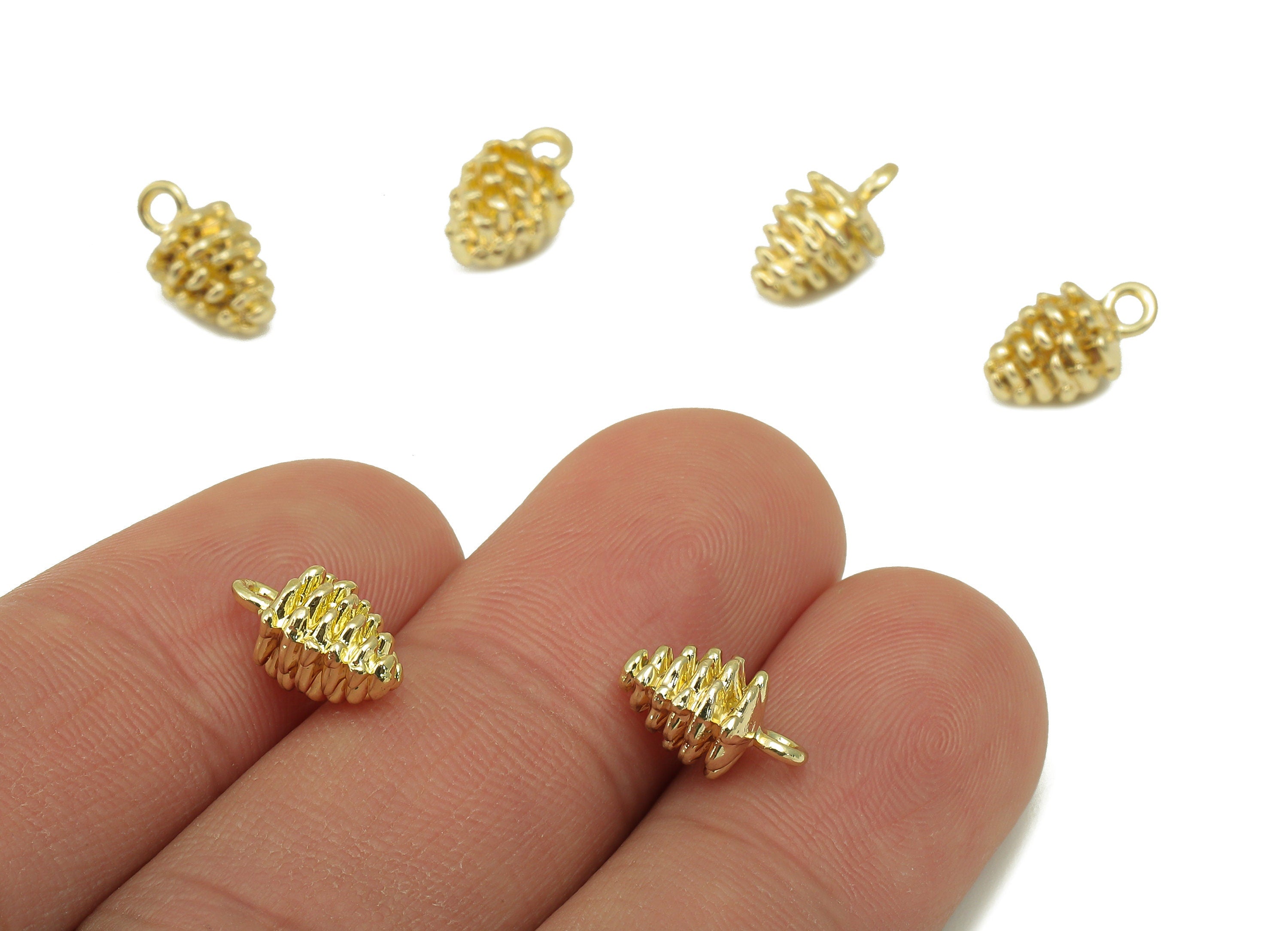 Alloy Pinecone Charm - Zinc Alloy Pine Nut Charm - Pine Nut Pendant - Zinc Alloy Pinecone Charm - KC Gold Tone Plated -11x6.6x 6.6mm- ZZ2043 - DOMEDBAZAAR