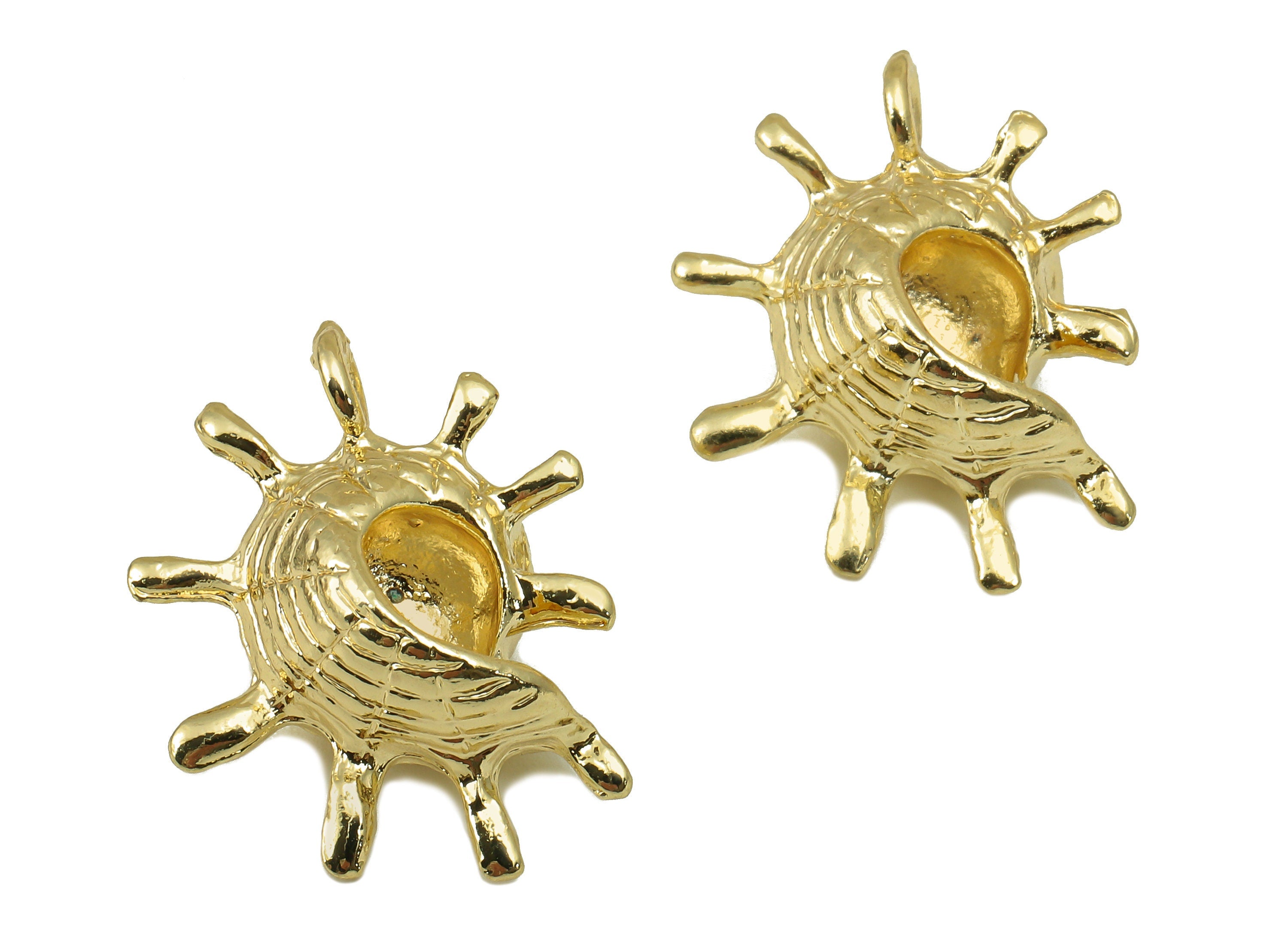 Alloy Cone Shell Charms - Zinc Alloy Trumpet Shell Charm -Whelk Seashell - KC Gold Tone Plated -24x19x13mm- ZZ2044 - DOMEDBAZAAR
