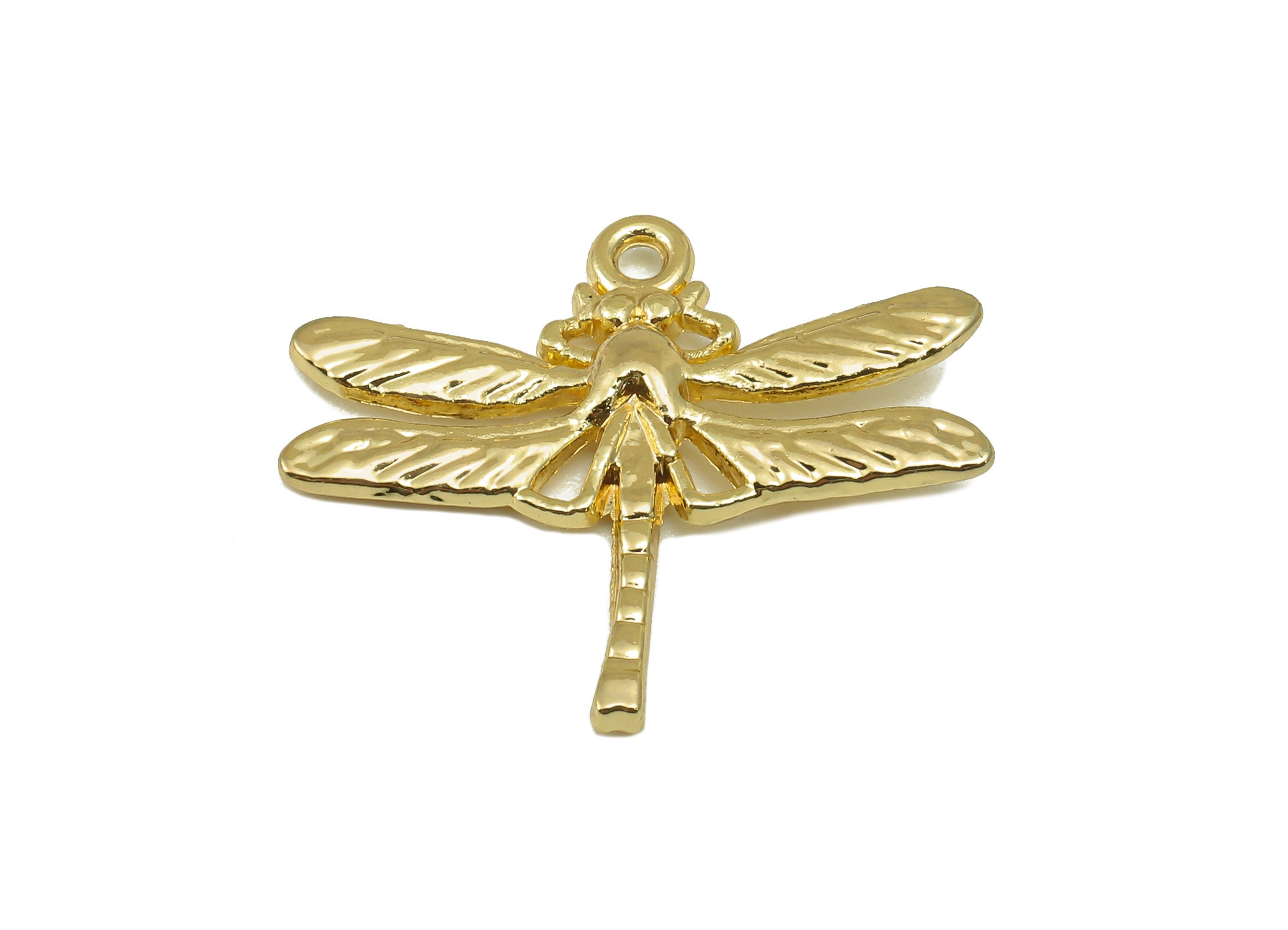 Alloy Dragonfly Charms - Zinc Alloy Insect Charm- Insect Pendant - Zinc Alloy Dragonfly Charm - KC Gold Tone Plated -21.6x25x 2.77mm- ZZ2047 - DOMEDBAZAAR