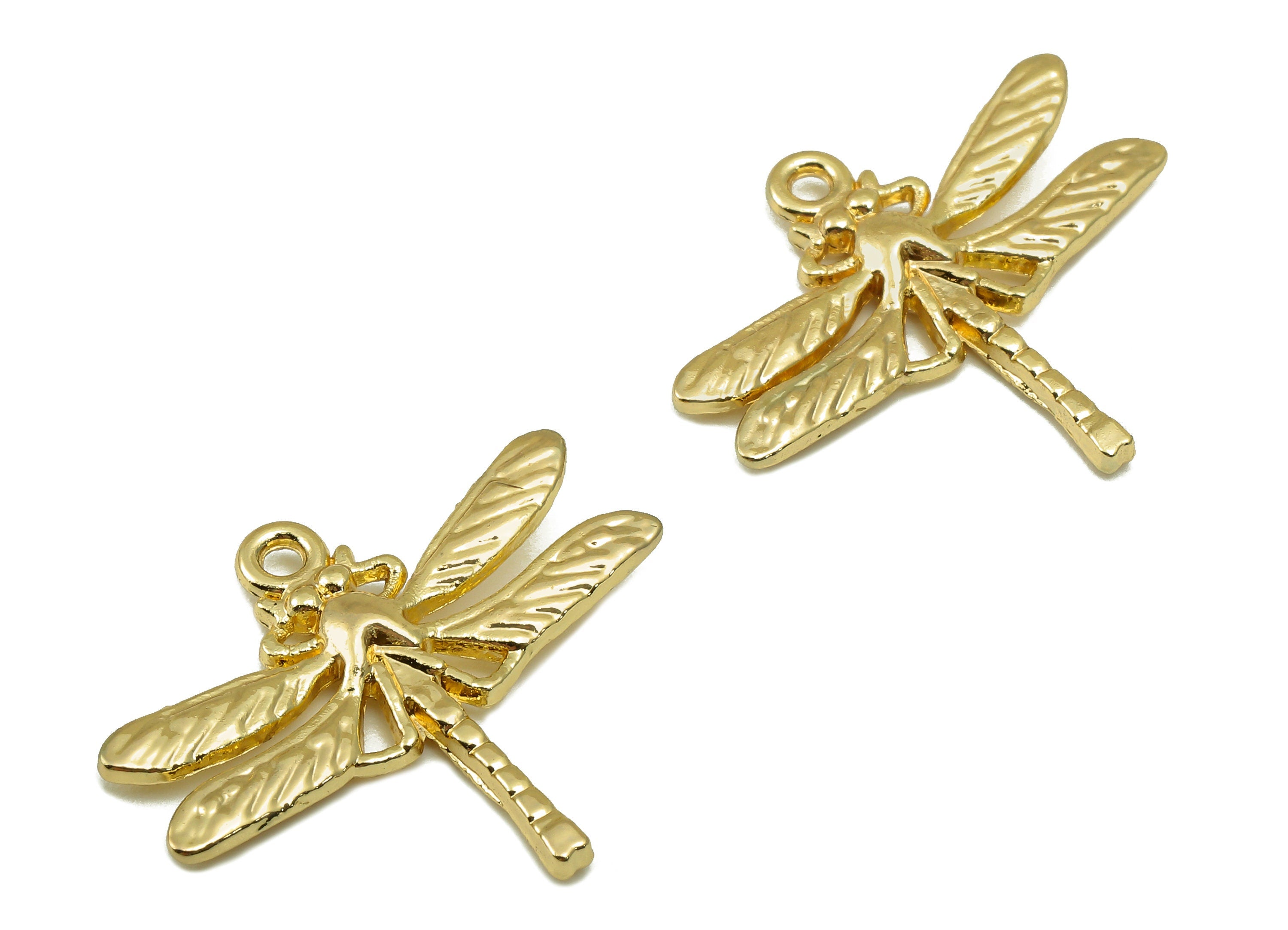 Alloy Dragonfly Charms - Zinc Alloy Insect Charm- Insect Pendant - Zinc Alloy Dragonfly Charm - KC Gold Tone Plated -21.6x25x 2.77mm- ZZ2047 - DOMEDBAZAAR