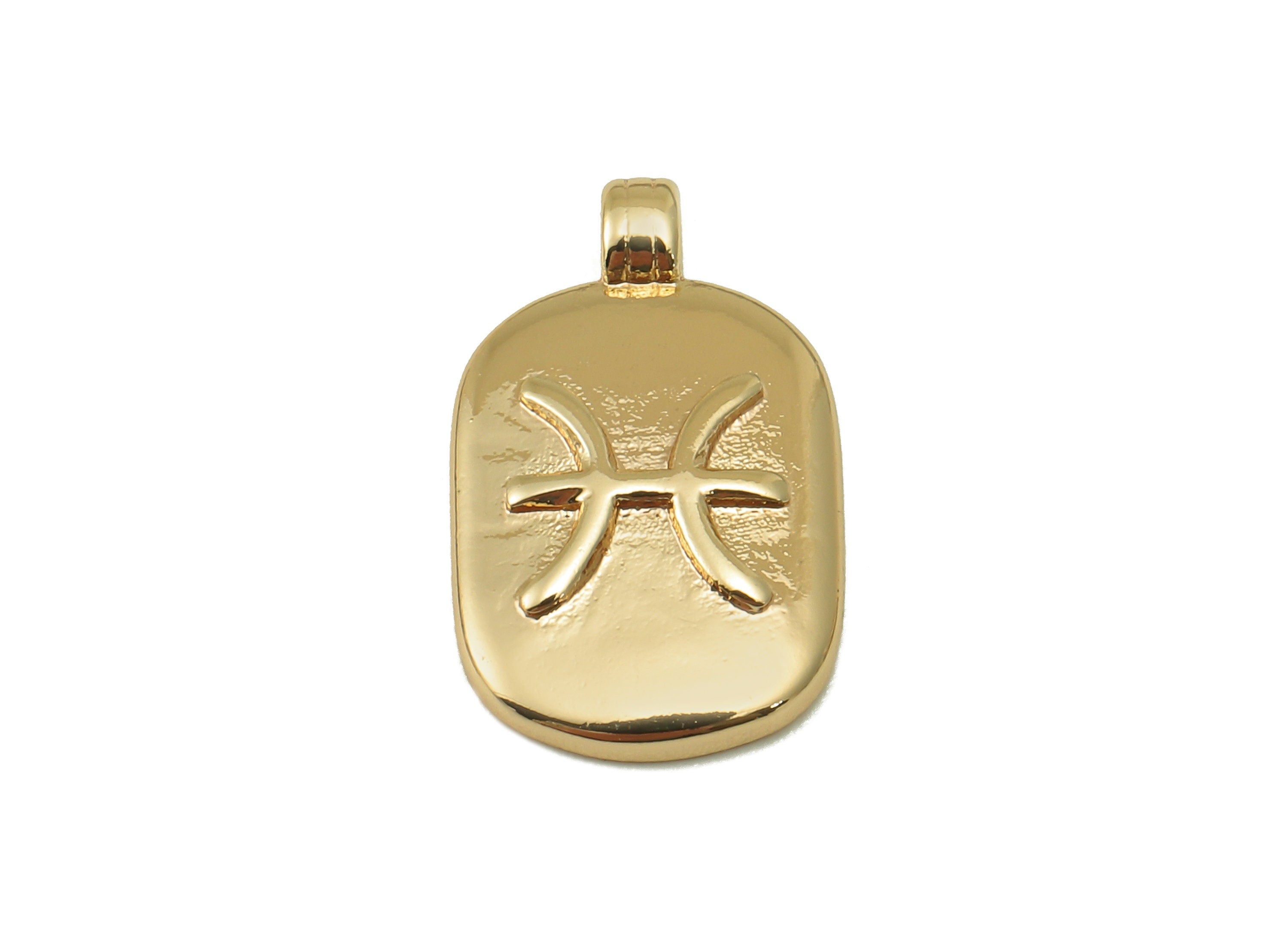 Brass Oval Earring Charm - Brass Constellation Earring -Textured Oval Pisces Pendant-18K Real Gold Plated-JewelryMaking-18x11x2.7mm-RGP6669B - DOMEDBAZAAR