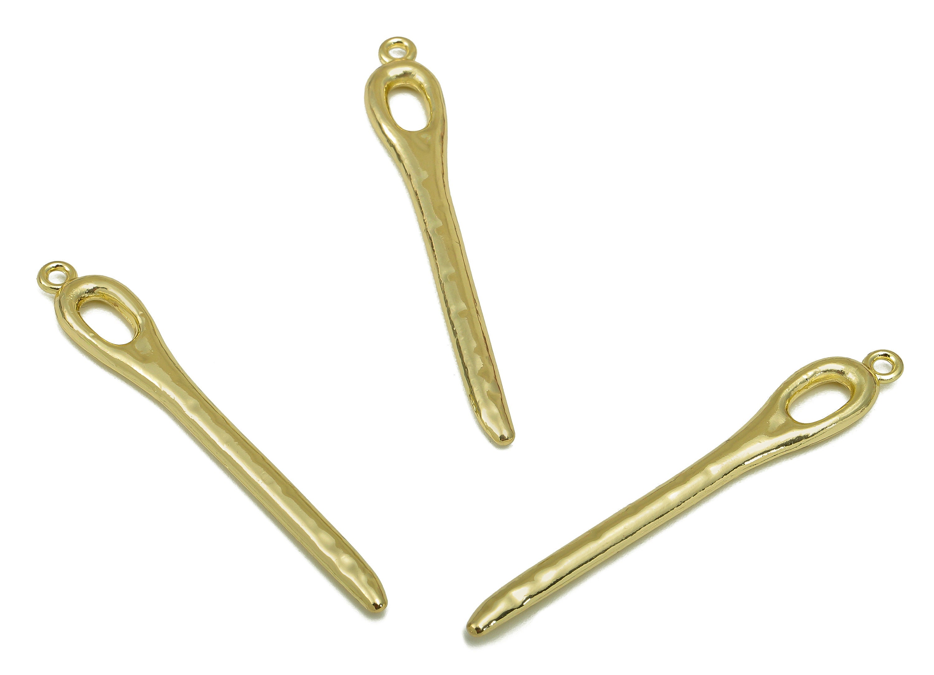 Alloy Needle charm - Zinc Alloy Spikes Pendant - Thick Needle Earring charm - Zinc Alloy Spikes -KC Gold Tone Plated- 49x7x2mm- ZZ2051 - DOMEDBAZAAR