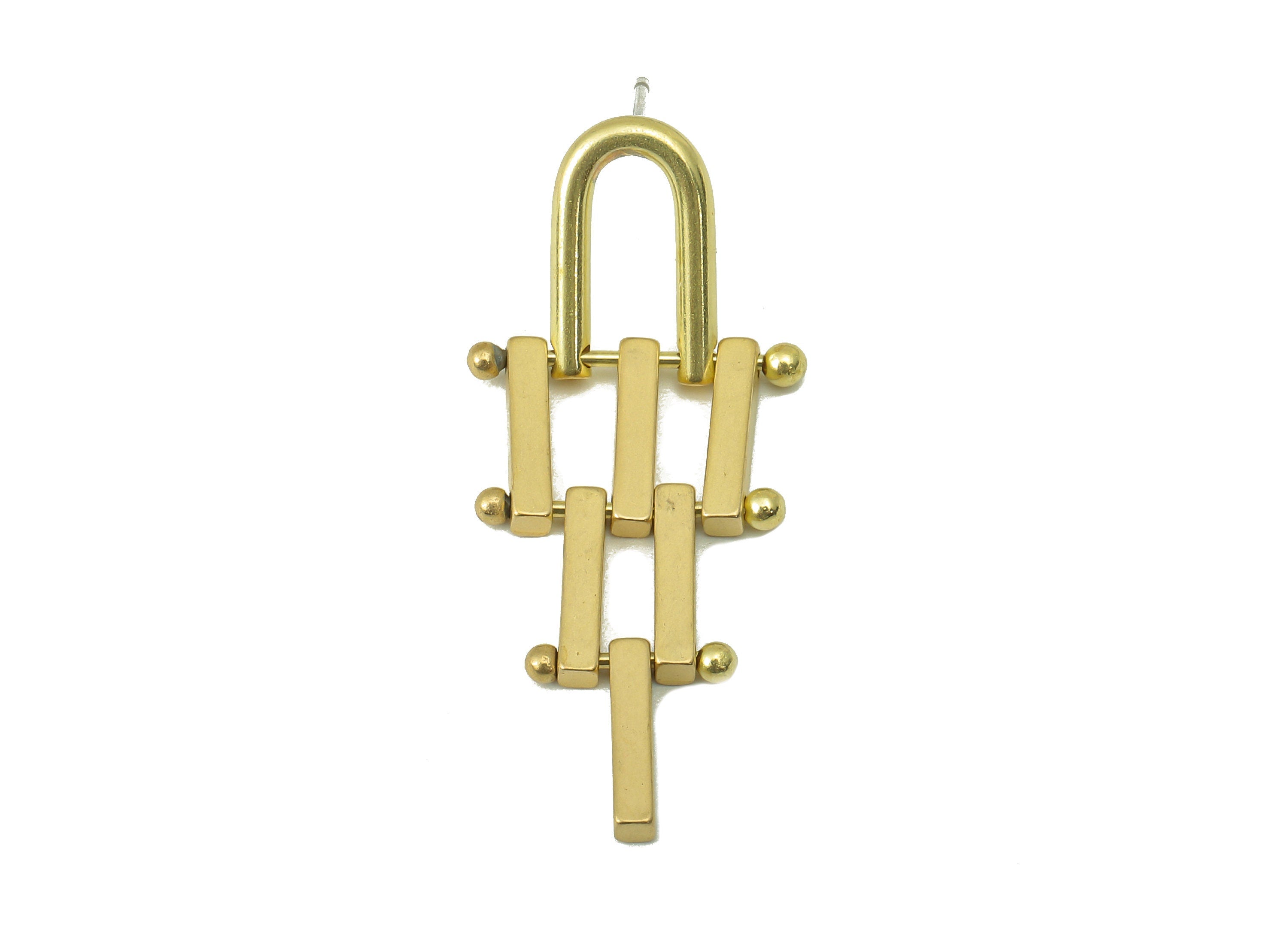 Raw Brass Ladder Stud Earring - Brass Rectangle Earring Stud and Hanging Ladder Earring Post -Jewelry Making- 37.64x 15.92x 1.85mm- PP8302 - DOMEDBAZAAR