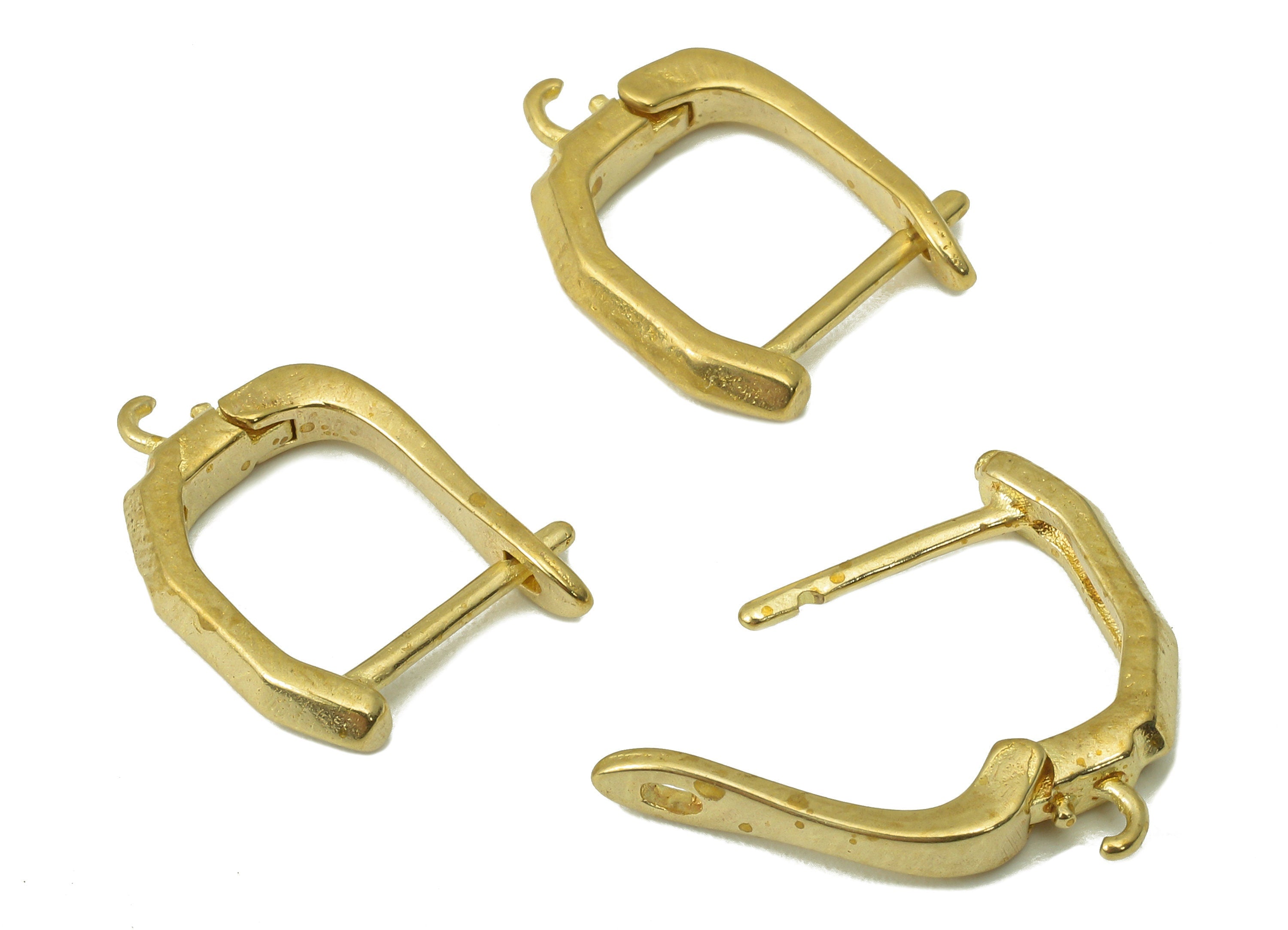 Raw Brass Textured Hole Loop Earring - Brass Clasp Earring -Brass Hole Clasp With Loop - Jewelry Making- 17.56x 13.37x 1.84mm- PP8313 - DOMEDBAZAAR