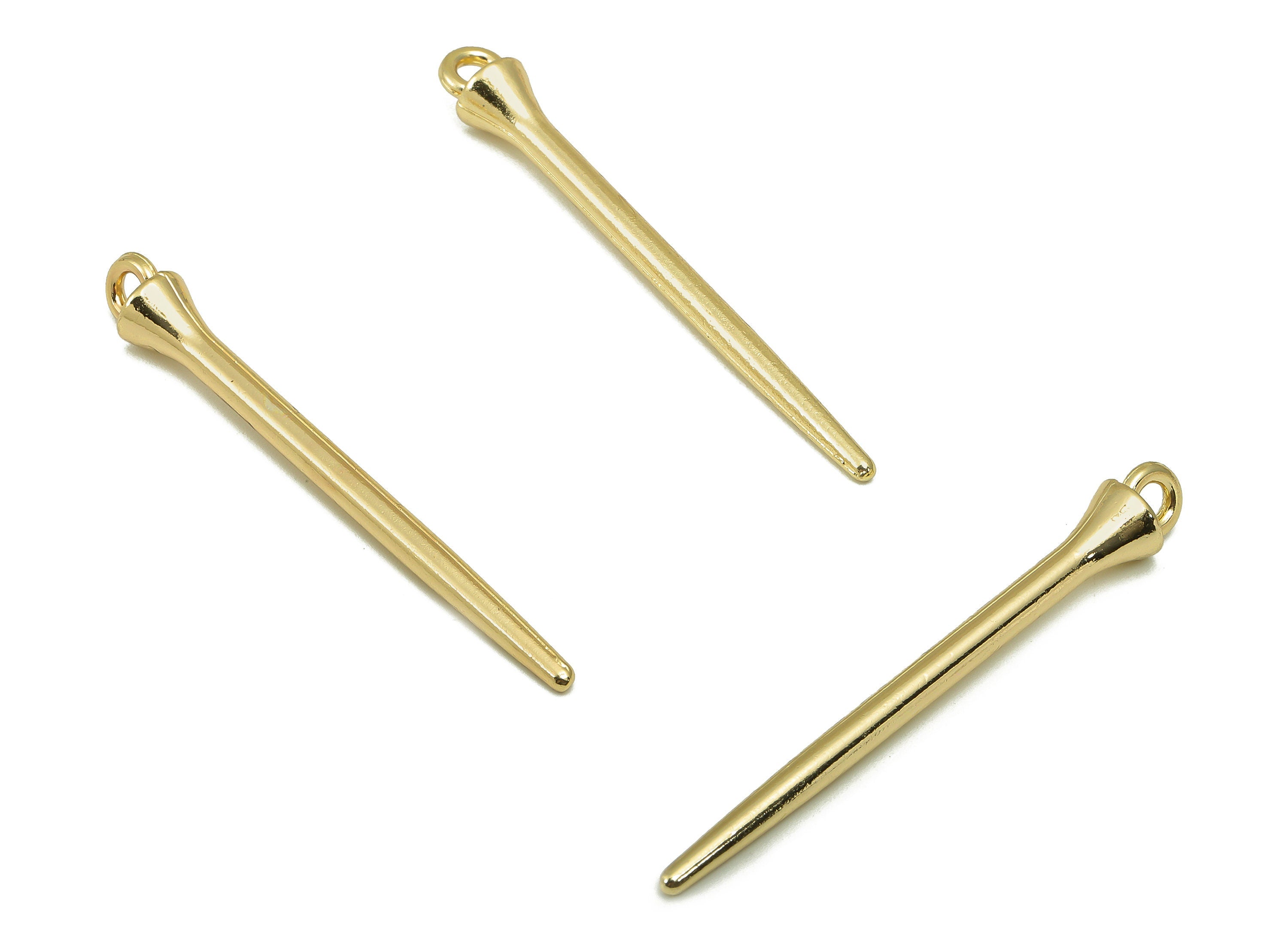 Alloy Spike charm - Zinc Alloy Spikes Pendant - Long Bar Earring charm - Zinc Alloy Long Bar charm- KC Gold Tone Plated-49.6x6x2.6mm- ZZ2052 - DOMEDBAZAAR