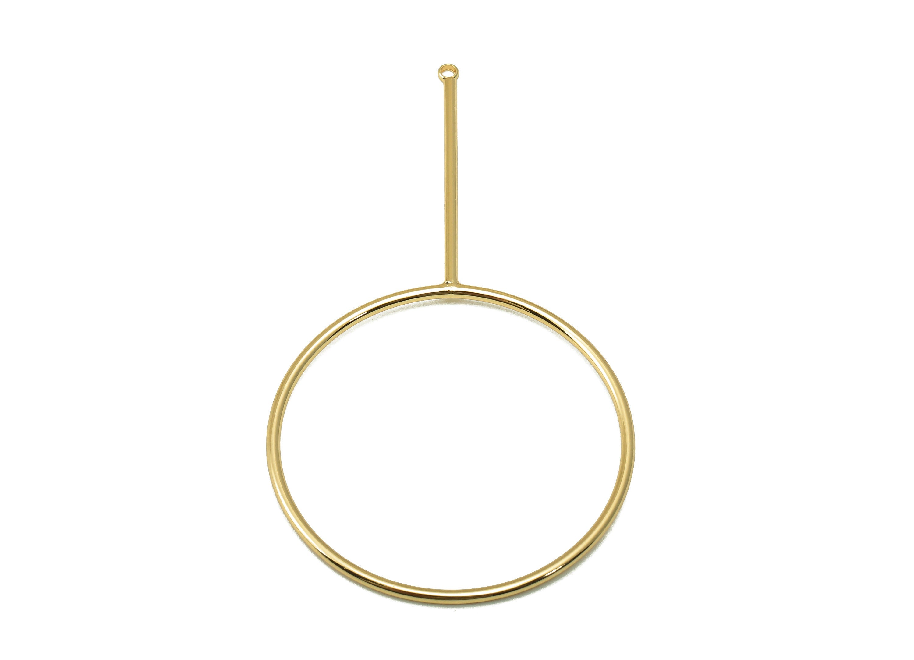 Brass Circle Earring Hoop Charm - Brass Wire Earring Hoop - Gold Huge Earring Wire Hoop - 18K Real Gold Plated Brass - 72x40x1.5mm- RGP6594 - DOMEDBAZAAR
