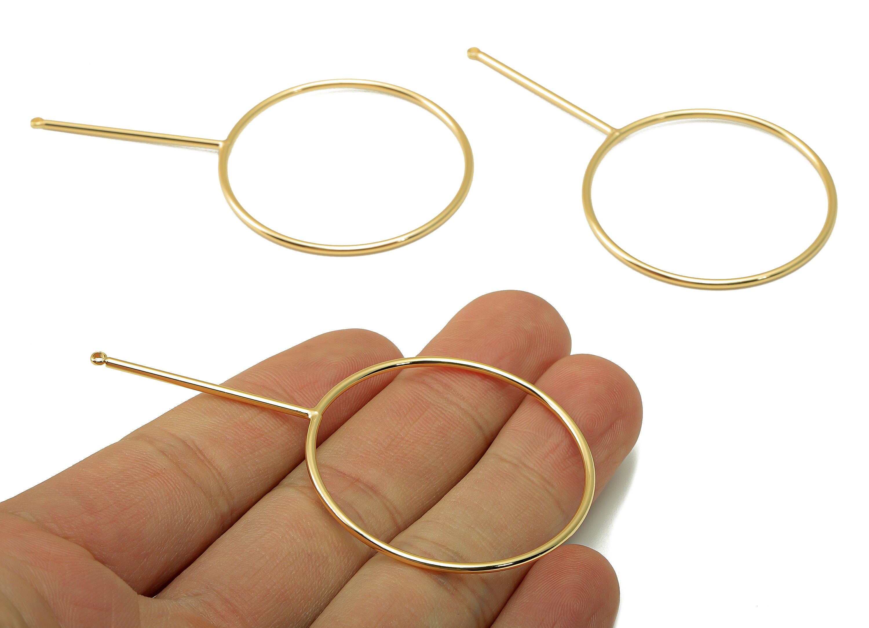 Brass Circle Earring Hoop Charm - Brass Wire Earring Hoop - Gold Huge Earring Wire Hoop - 18K Real Gold Plated Brass - 72x40x1.5mm- RGP6594 - DOMEDBAZAAR