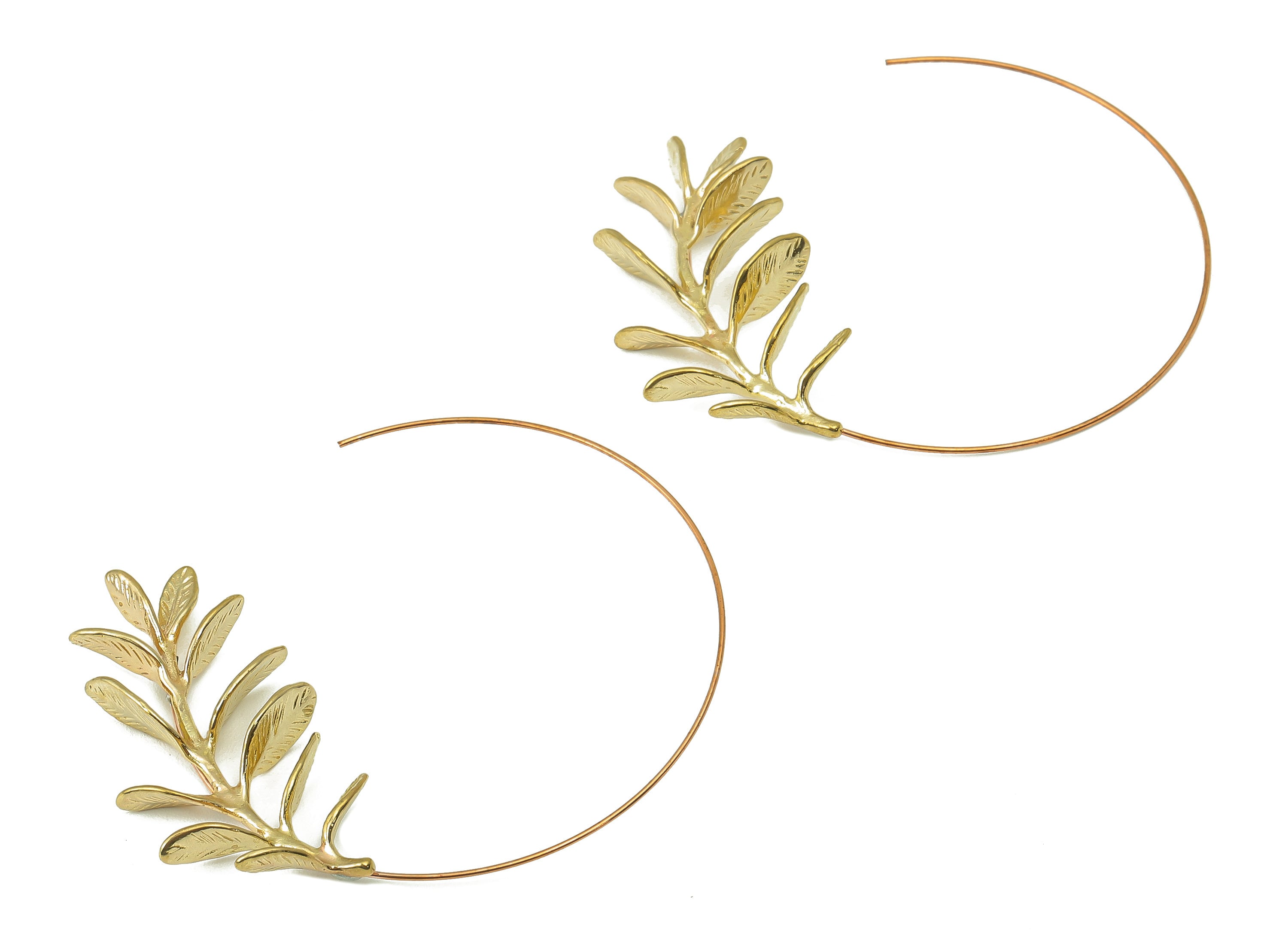 Raw Brass Leaf Ear Wires - Brass Botanical Hook Earring - Brass Balsam Poplar Earring Charm -Jewelry Making-54.14x 48.45x 4.51mm- PP8334 - DOMEDBAZAAR