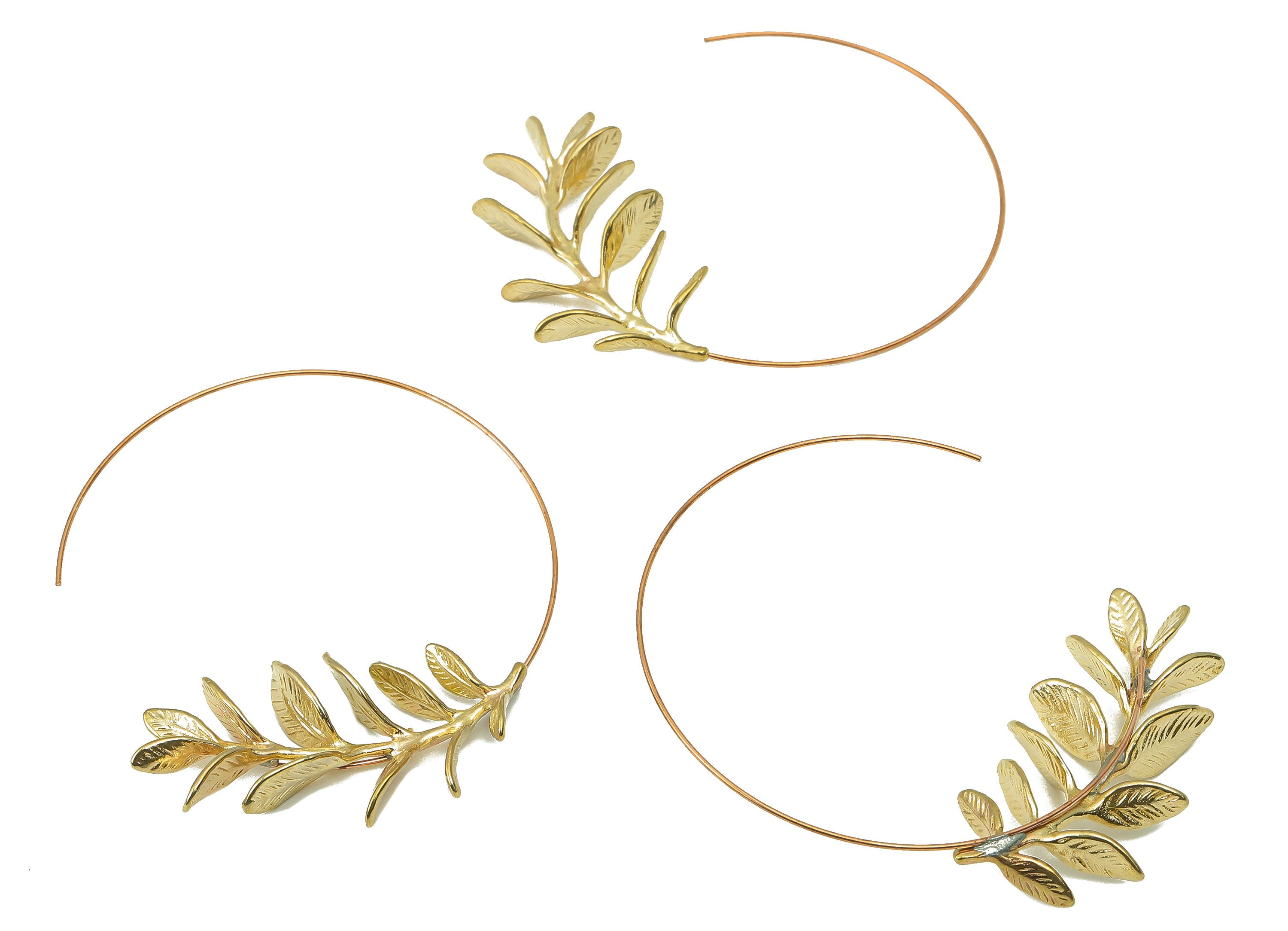 Raw Brass Leaf Ear Wires - Brass Botanical Hook Earring - Brass Balsam Poplar Earring Charm -Jewelry Making-54.14x 48.45x 4.51mm- PP8334 - DOMEDBAZAAR