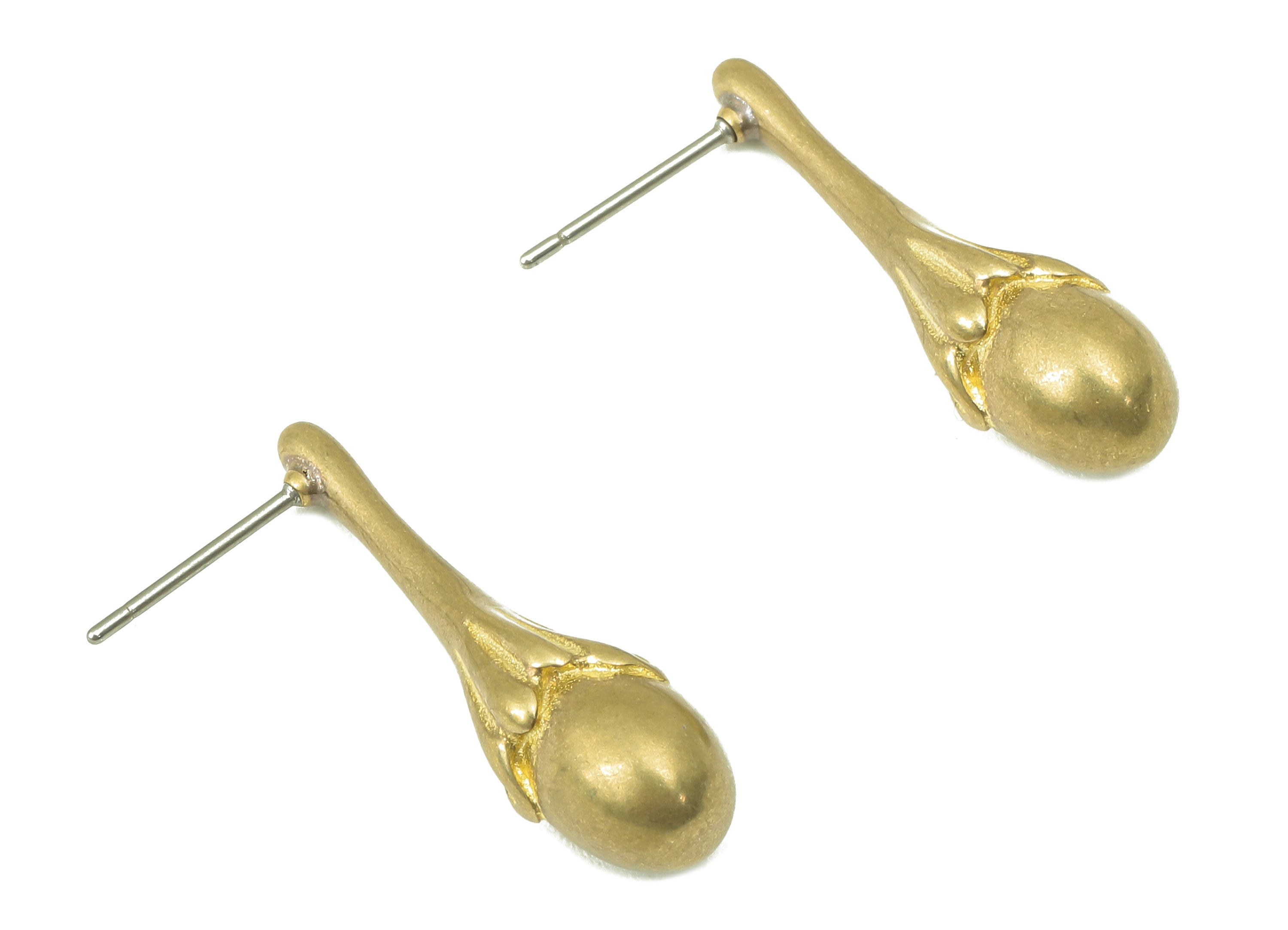 Raw Brass Wolfberry Stud Earring - Brass Fruit Earring Post - Brass Round Earring Post -Jewelry Making-26.51x 13.07x 6.93mm- PP8352 - DOMEDBAZAAR