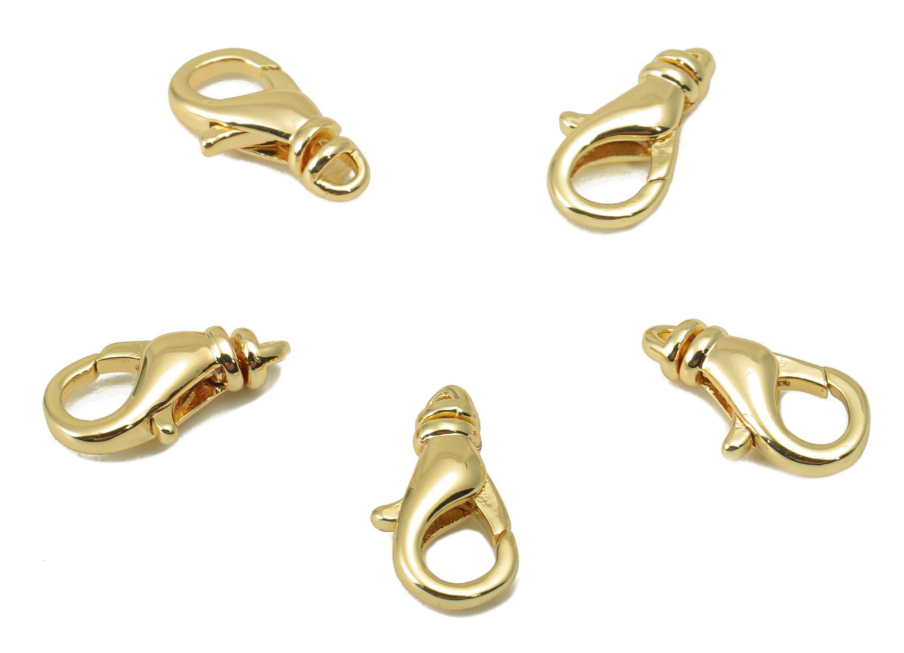 Brass Lobster Claw Clasps - Brass Parrot Clasp -Jewelry Supplies -For Necklace - 18K Real Gold Plating - 12.08x 6x 3.13mm - RGP6037 - DOMEDBAZAAR