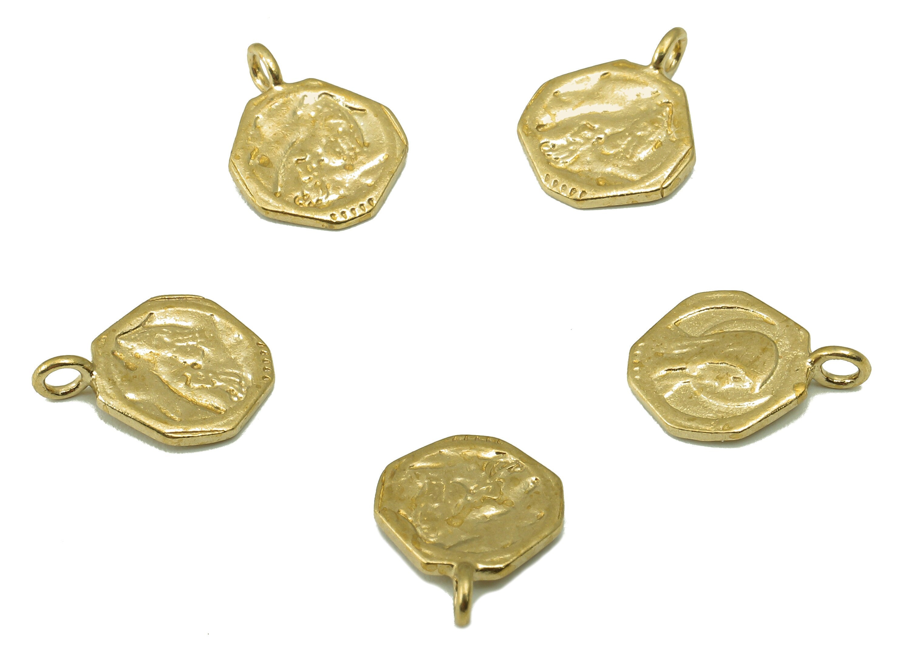 Raw Brass Octagon Portrait pendant Raw Brass Octagon Necklace Connector-Jewelry Making Supplies-13.11 x 9.92 x 1.23mm-PP8392 - DOMEDBAZAAR