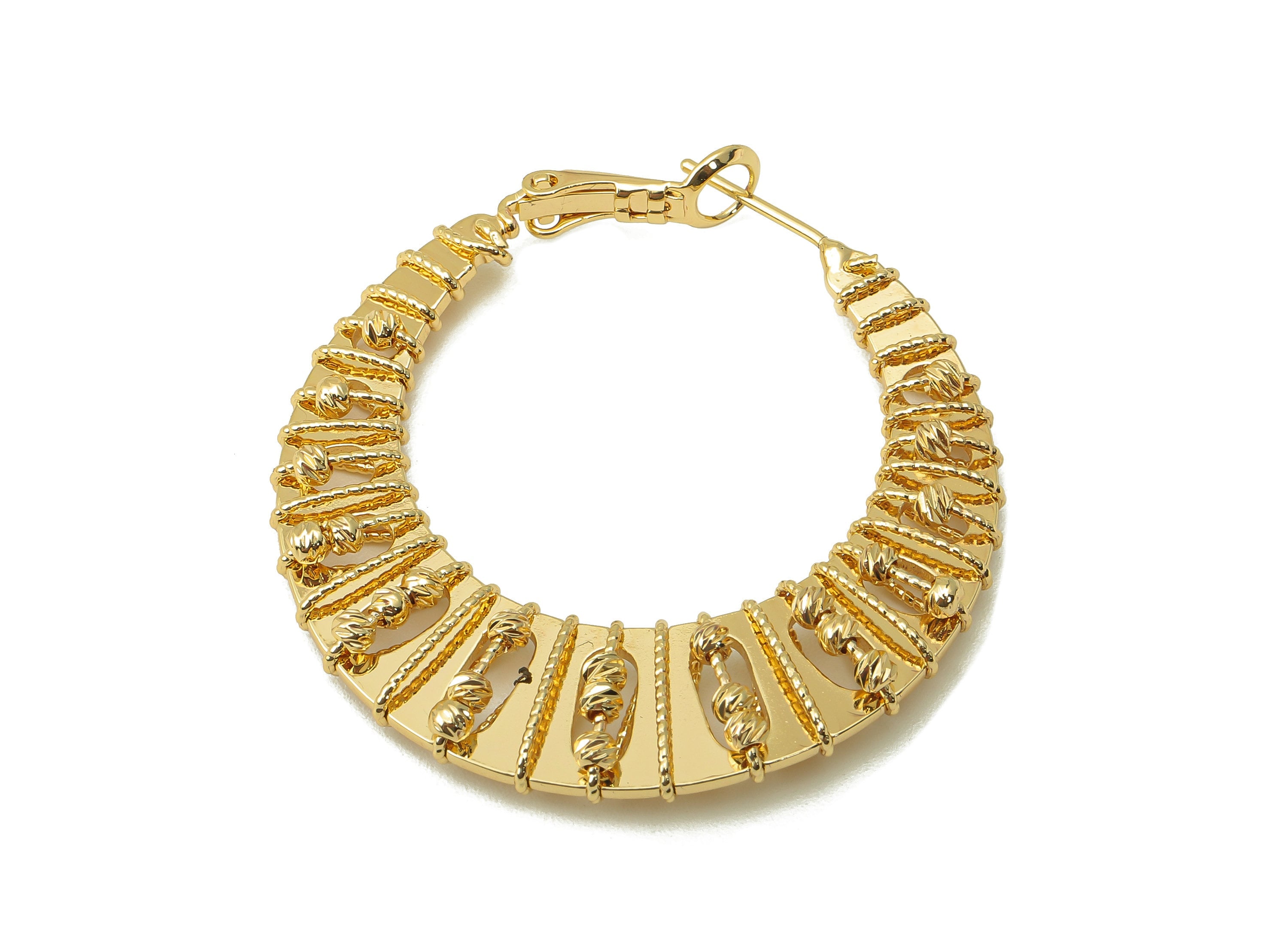 Brass C Hoop Earring Clasp- Brass Mini Ball Chain Earring Hoop- Gold Clasp Hoop Earring - 18K Real Gold Plating -13.88x40.65x4.56mm- RGP5941 - DOMEDBAZAAR