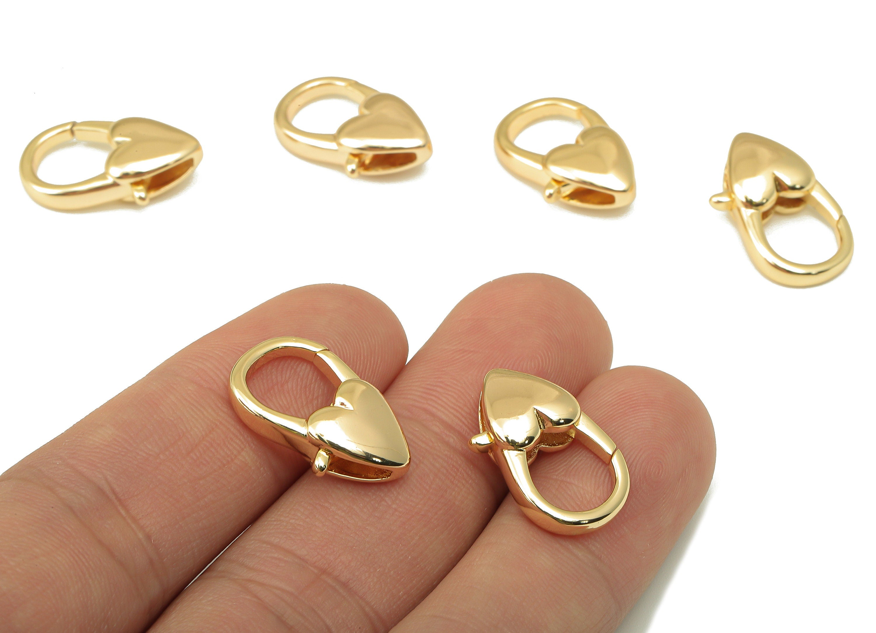 Heart-Shaped Lobster Clasp-Brass Necklace Clasp-Chain Parrot-18K Real Gold Plating-Jewelry Making-24.39 x 11.75 x 6.17mm- RGP6118 - DOMEDBAZAAR