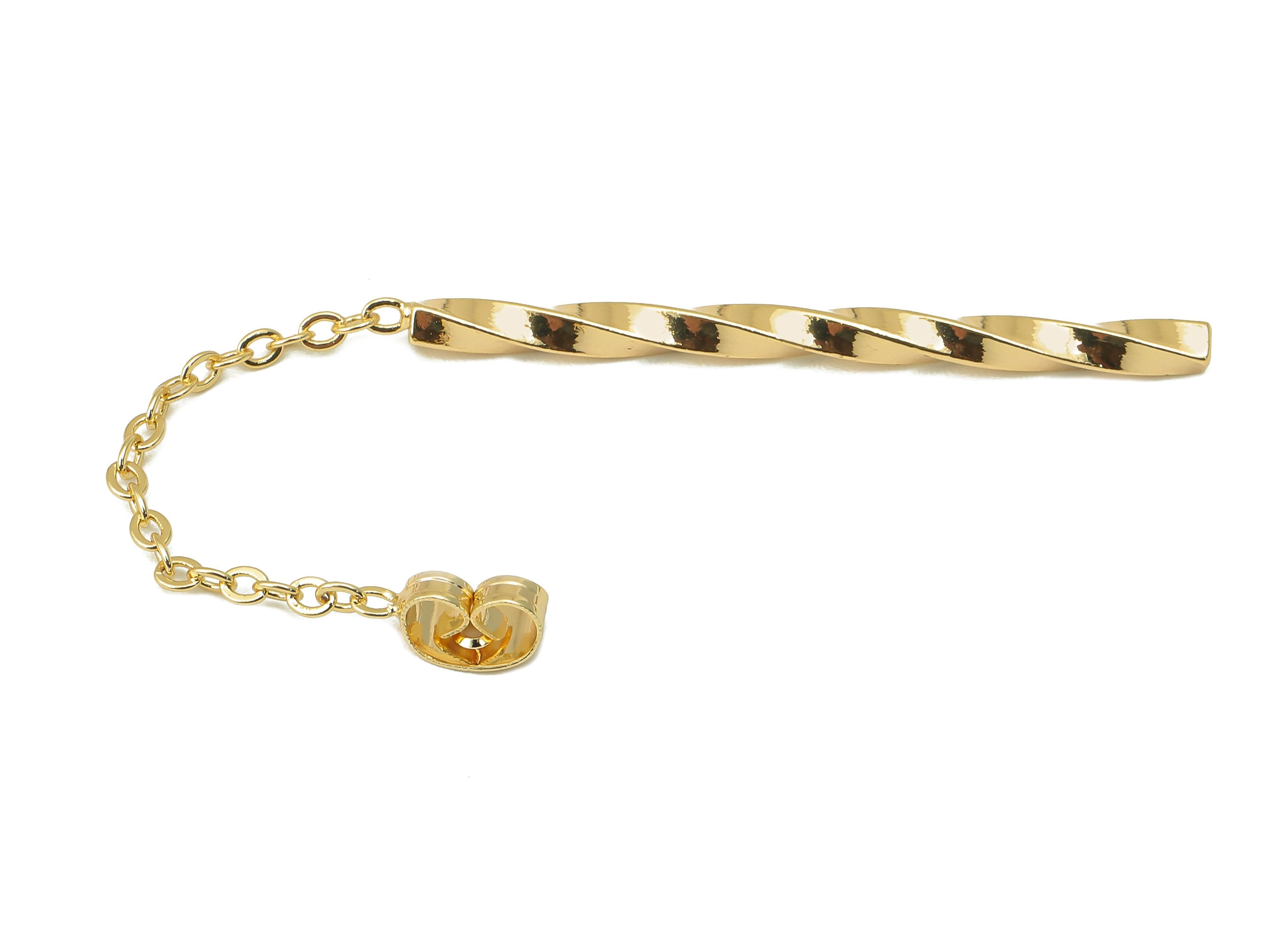 Brass Hanging Earring Chain - Brass Spiral Stick Earring -Brass Jewelry Accessories - 18K Real Gold Plating-77.83x 2.59x 2.59mm-RGP5970 - DOMEDBAZAAR