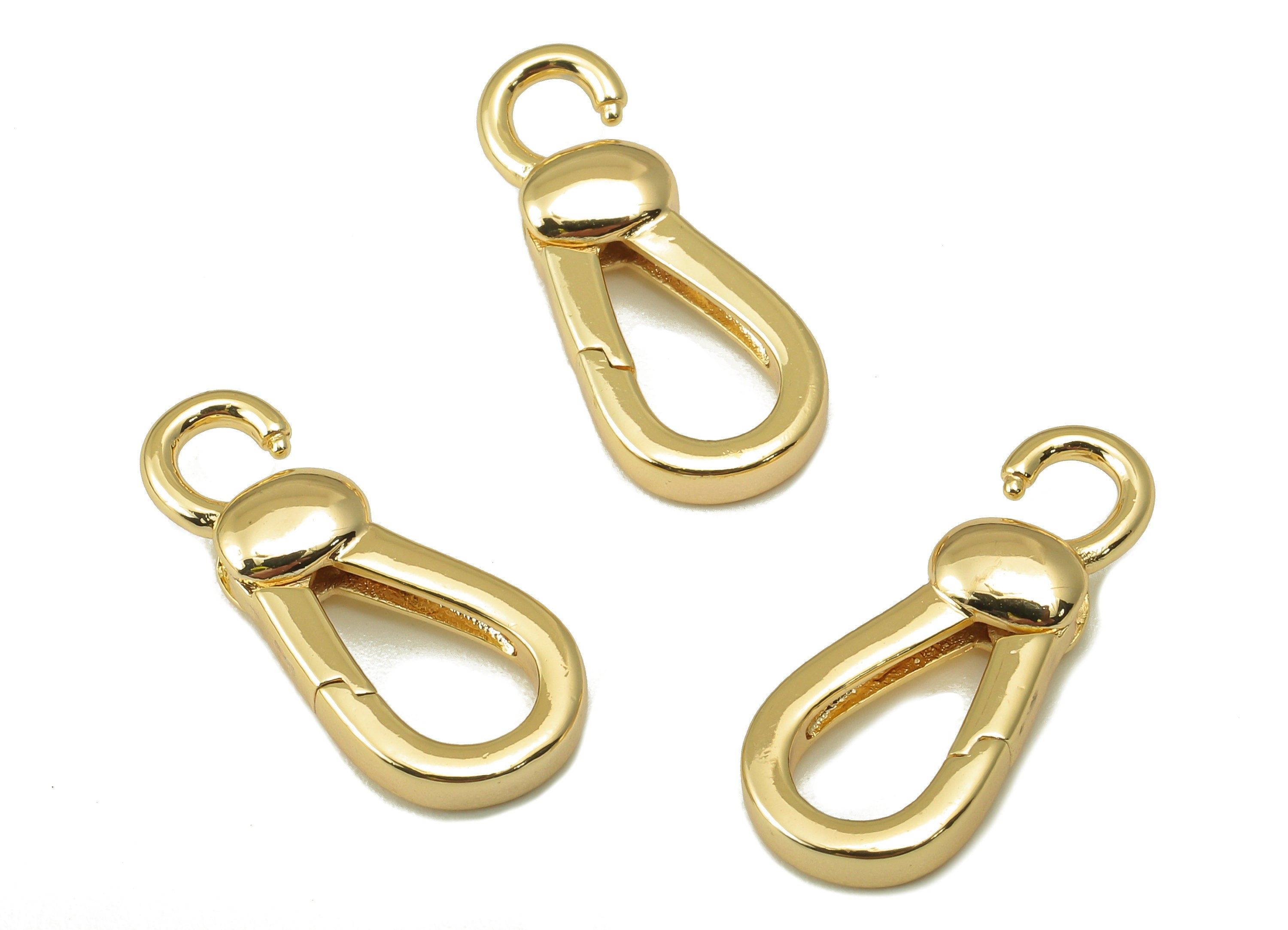 Brass Shaped Lobster Clasp- Brass Necklace Clasp-Chain Connector-18K Real Gold Plating-Jewelry Making-22.32 x 9.37 x 2.63mm- RGP6121 - DOMEDBAZAAR