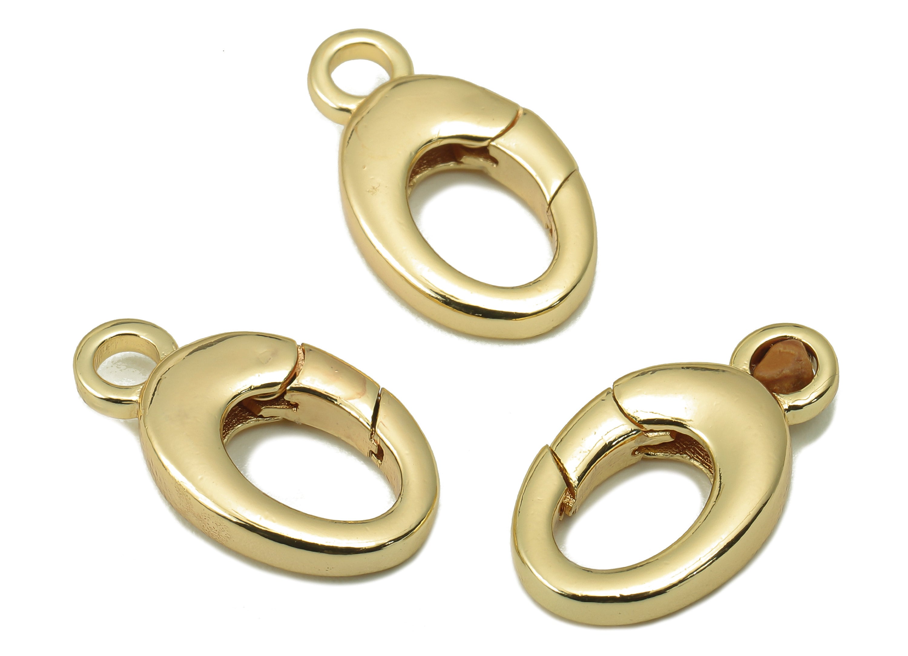 Brass Oval Lobster Clasp- Brass Necklace Clasp-Chain Connector - 18K Real Gold Plating-Jewelry Making-19.35x 10.98 x 3.61mm- RGP6124 - DOMEDBAZAAR