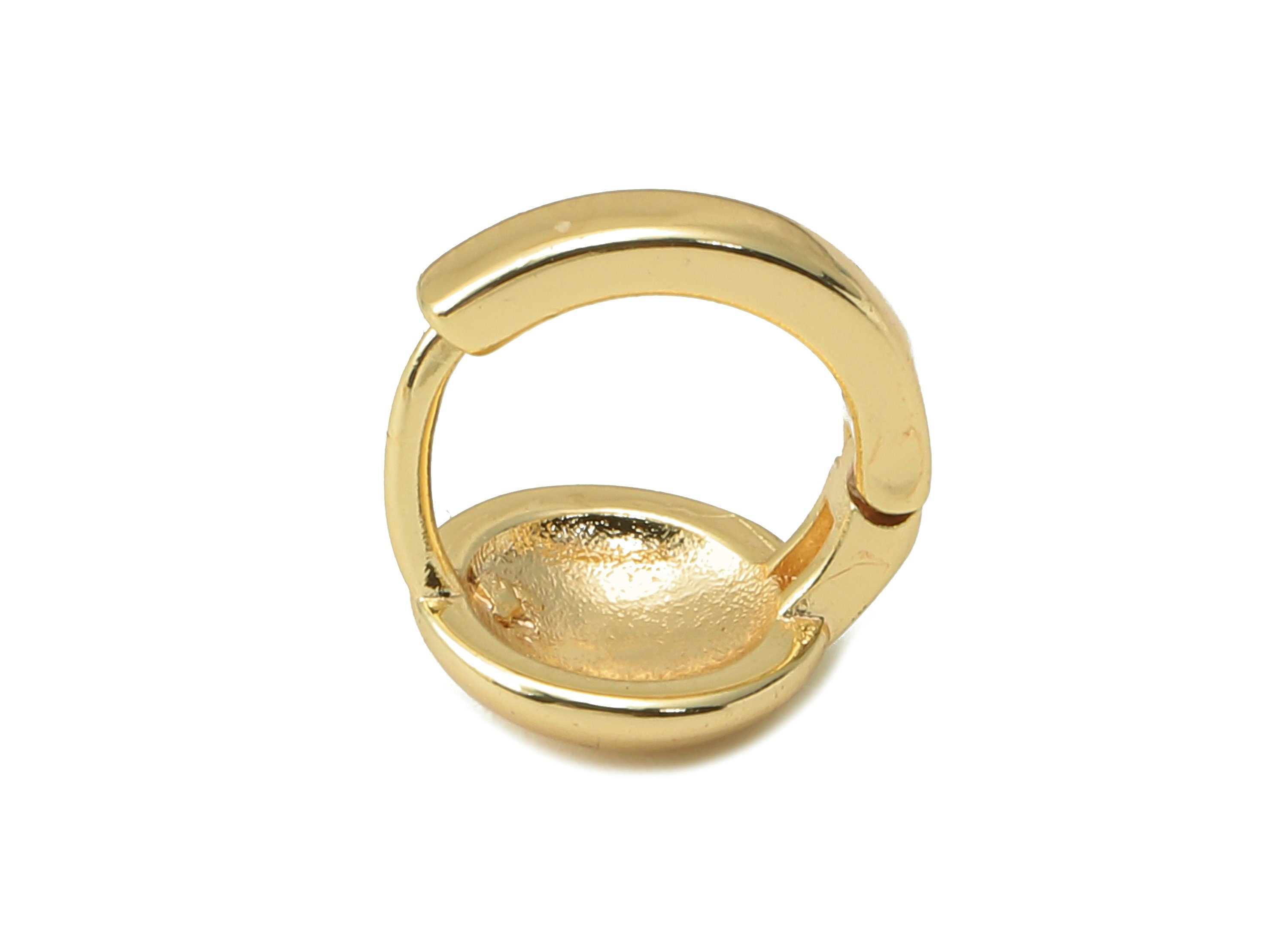 Brass Round Hoop Earring Huggie - Mini Circle Huggies with Open Ring - Small Hoop Earrings -18K Real Gold Plating-11.17x10.56x1.42mm-RGP5988 - DOMEDBAZAAR