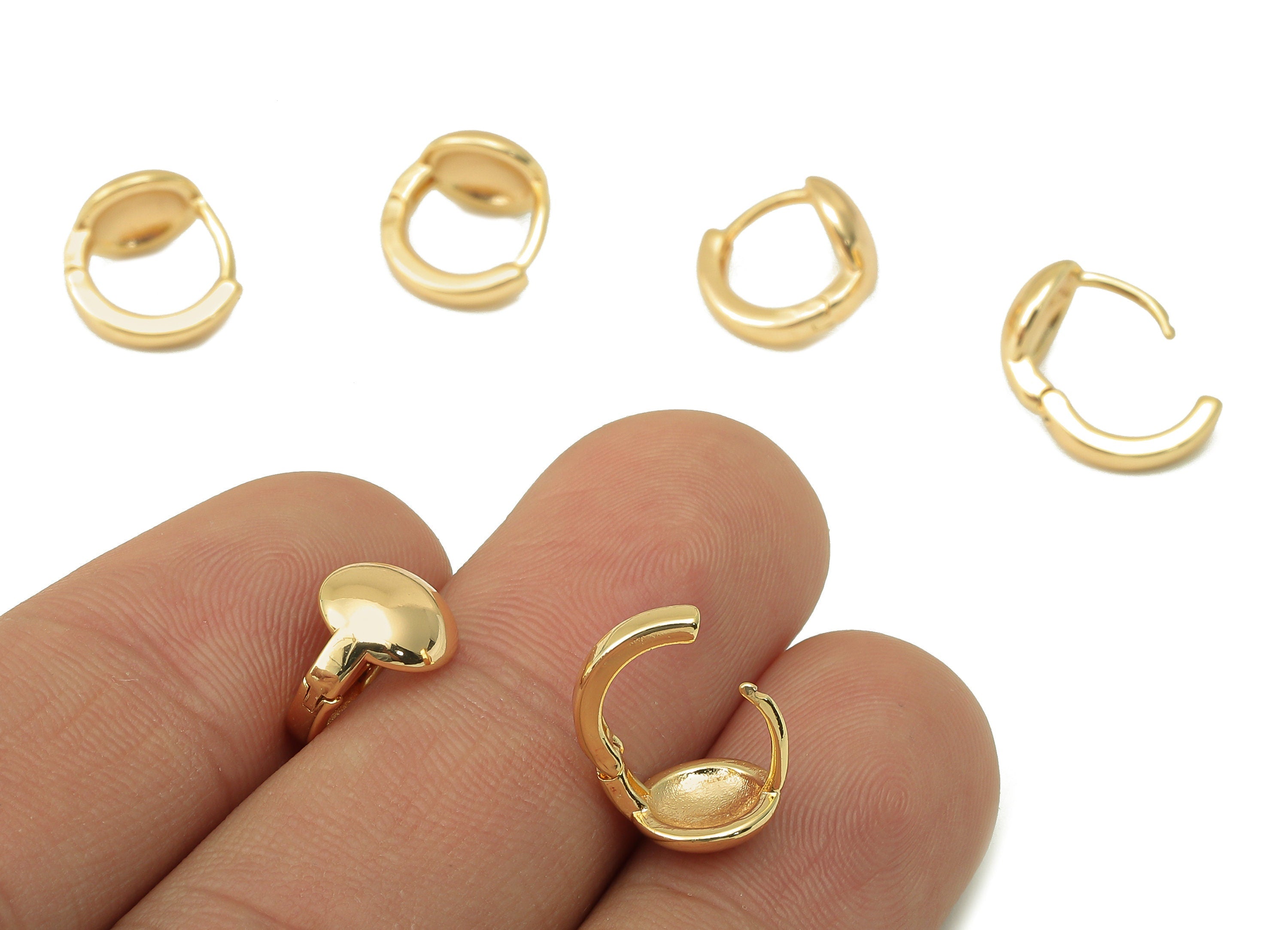 Brass Round Hoop Earring Huggie - Mini Circle Huggies with Open Ring - Small Hoop Earrings -18K Real Gold Plating-11.17x10.56x1.42mm-RGP5988 - DOMEDBAZAAR