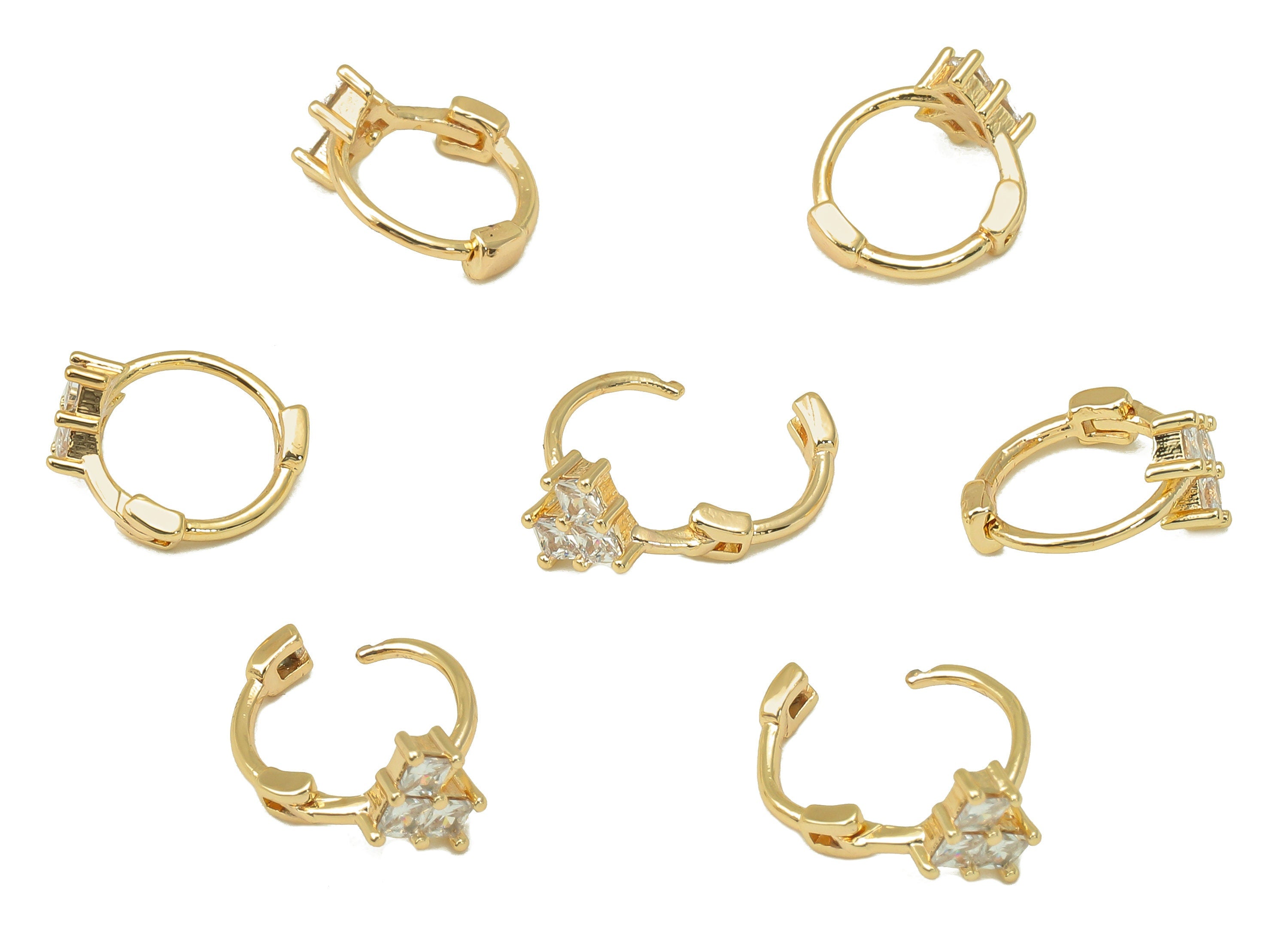 Brass Heart Hoop Earring - Brass Clasp Huggie Hoop -Zirconia Princess Clasp Hoop Earring -18K Real Gold Plating-11.36x 9.74x 2.08mm-RGP5989 - DOMEDBAZAAR