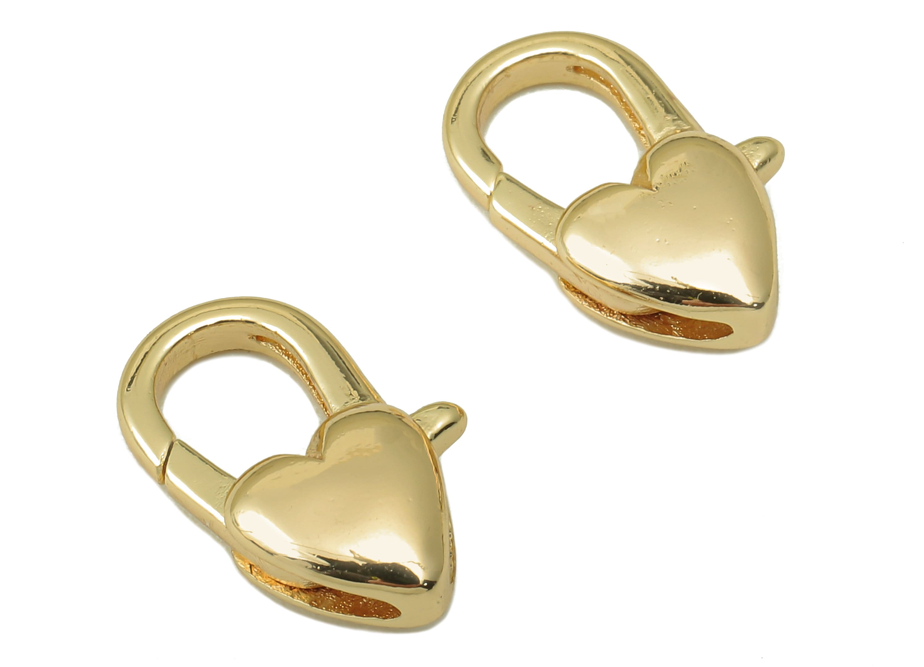 Brass Heart-Shaped Lobster Clasp- Brass Necklace Clasp-Chain Connector-18K Real Gold Plating-Jewelry Making-15.25 x 9.21 x 4.48mm- RGP6126 - DOMEDBAZAAR