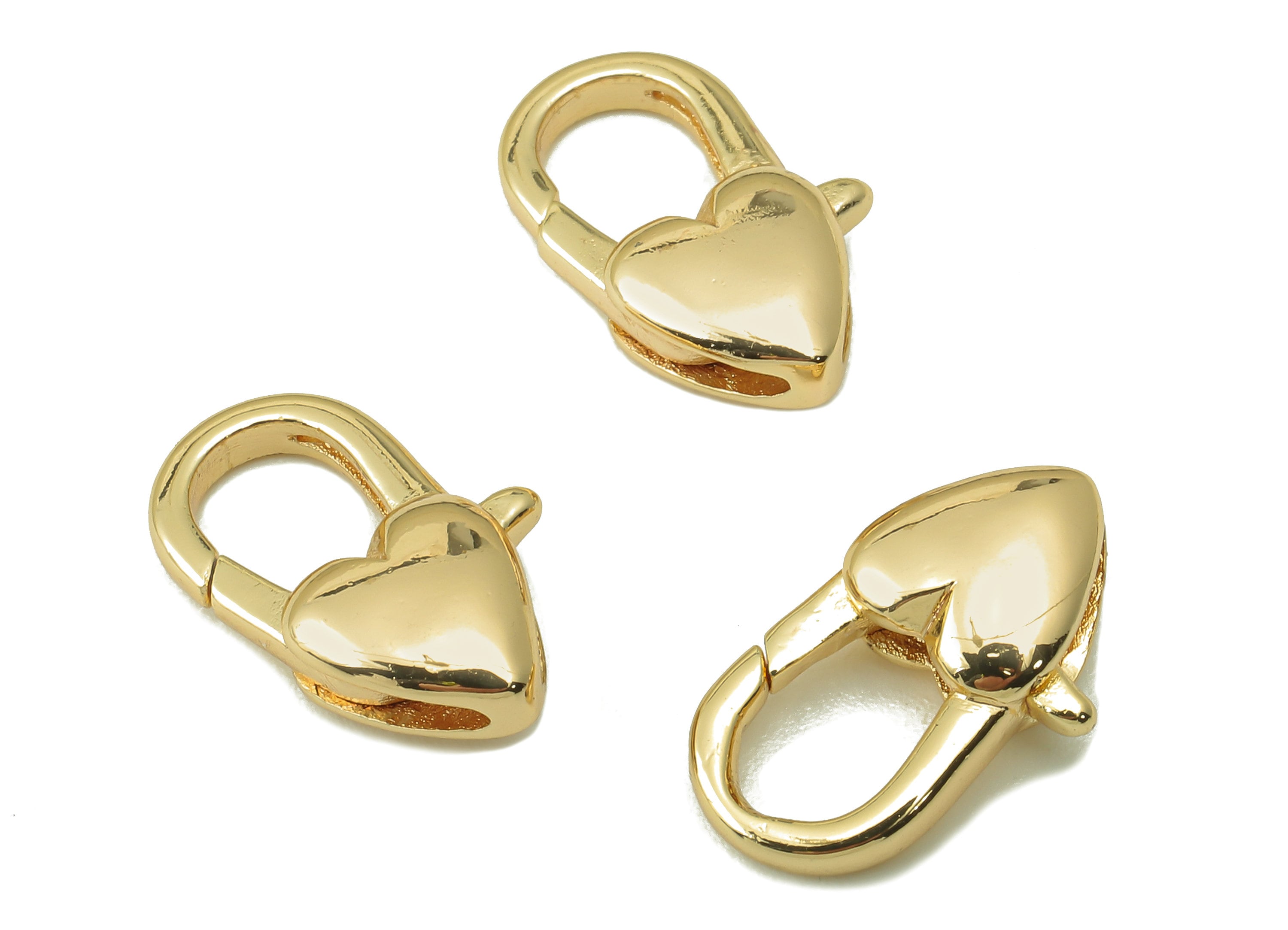 Brass Heart-Shaped Lobster Clasp- Brass Necklace Clasp-Chain Connector-18K Real Gold Plating-Jewelry Making-15.25 x 9.21 x 4.48mm- RGP6126 - DOMEDBAZAAR