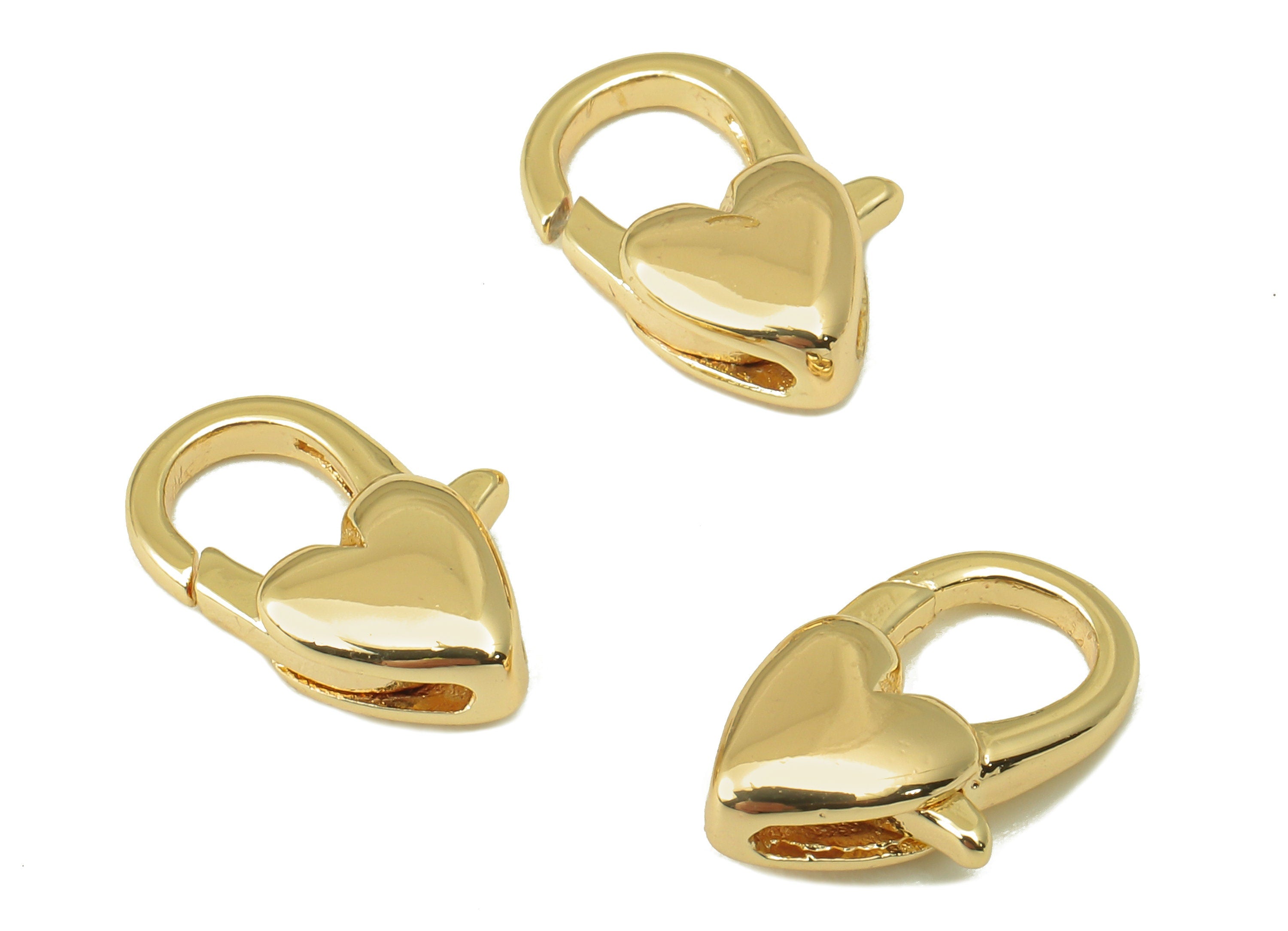 Brass Heart-Shaped Lobster Clasp-Brass Necklace Clasp-Chain Connector-18K Real Gold Plating-Jewelry Making-11.93 x 8.65 x 3.38mm- RGP6129 - DOMEDBAZAAR