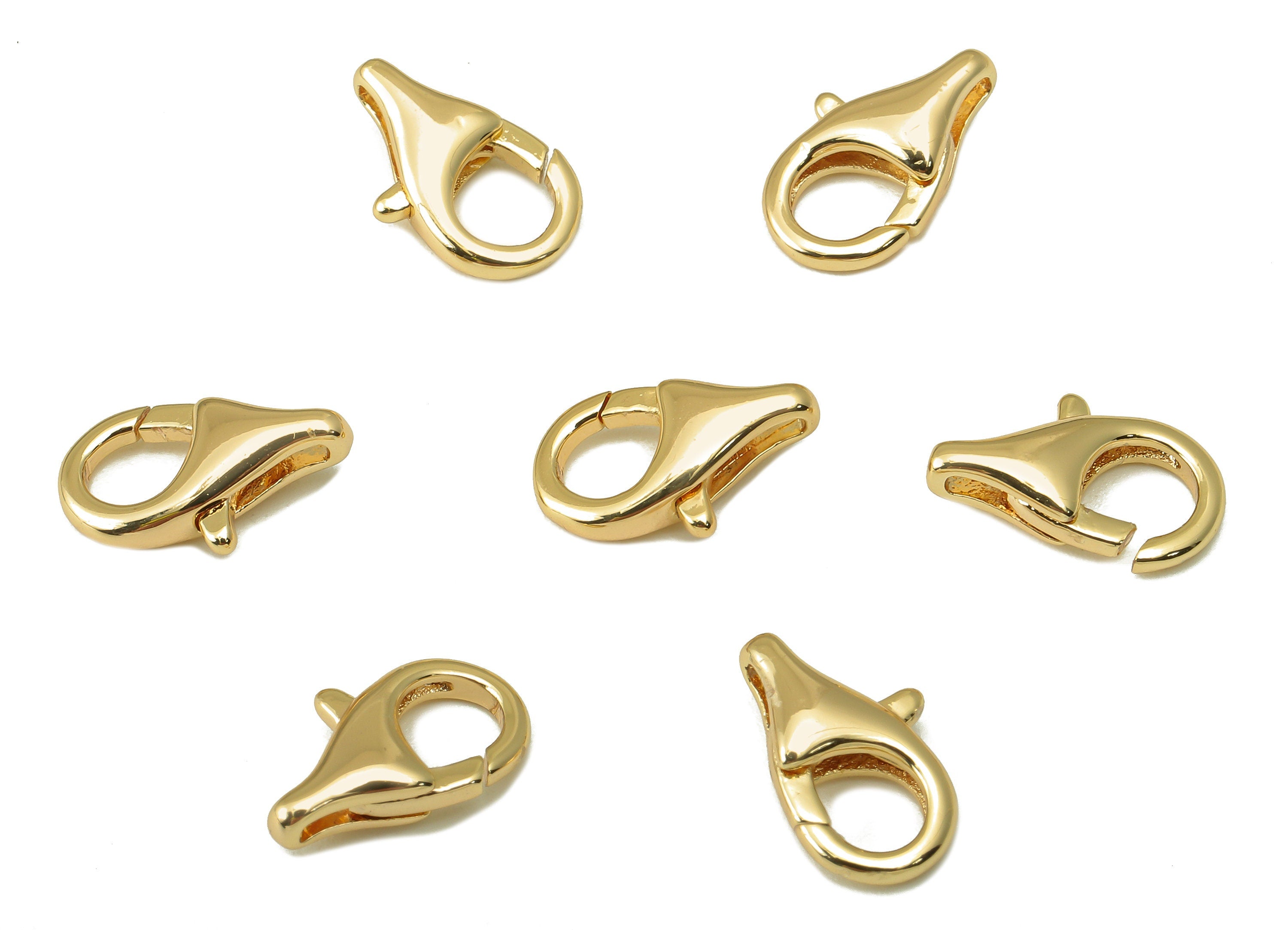 Brass Lobster Clasp- Brass Necklace Clasp-Chain Connector-18K Real Gold Plating-Jewelry Making-15.83 x 9.2 x 3.57mm- RGP6131 - DOMEDBAZAAR