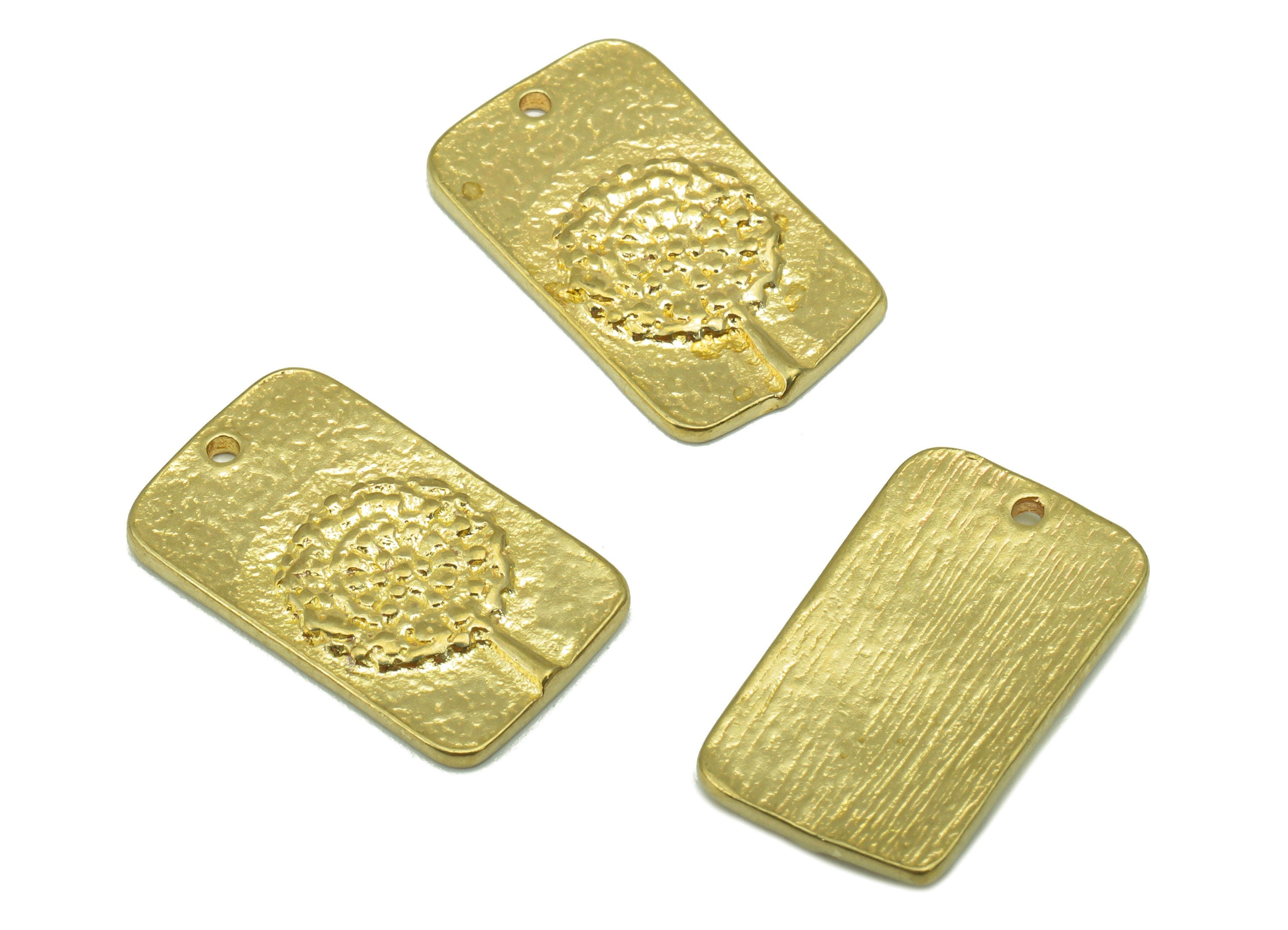 Brass Retangle Pendant -Dandelion Flower Charms -  Raw Brass -Dandelion Earring Charms - Jewelry Supplies -21 x 12x 1.92mm-PP8462 - DOMEDBAZAAR