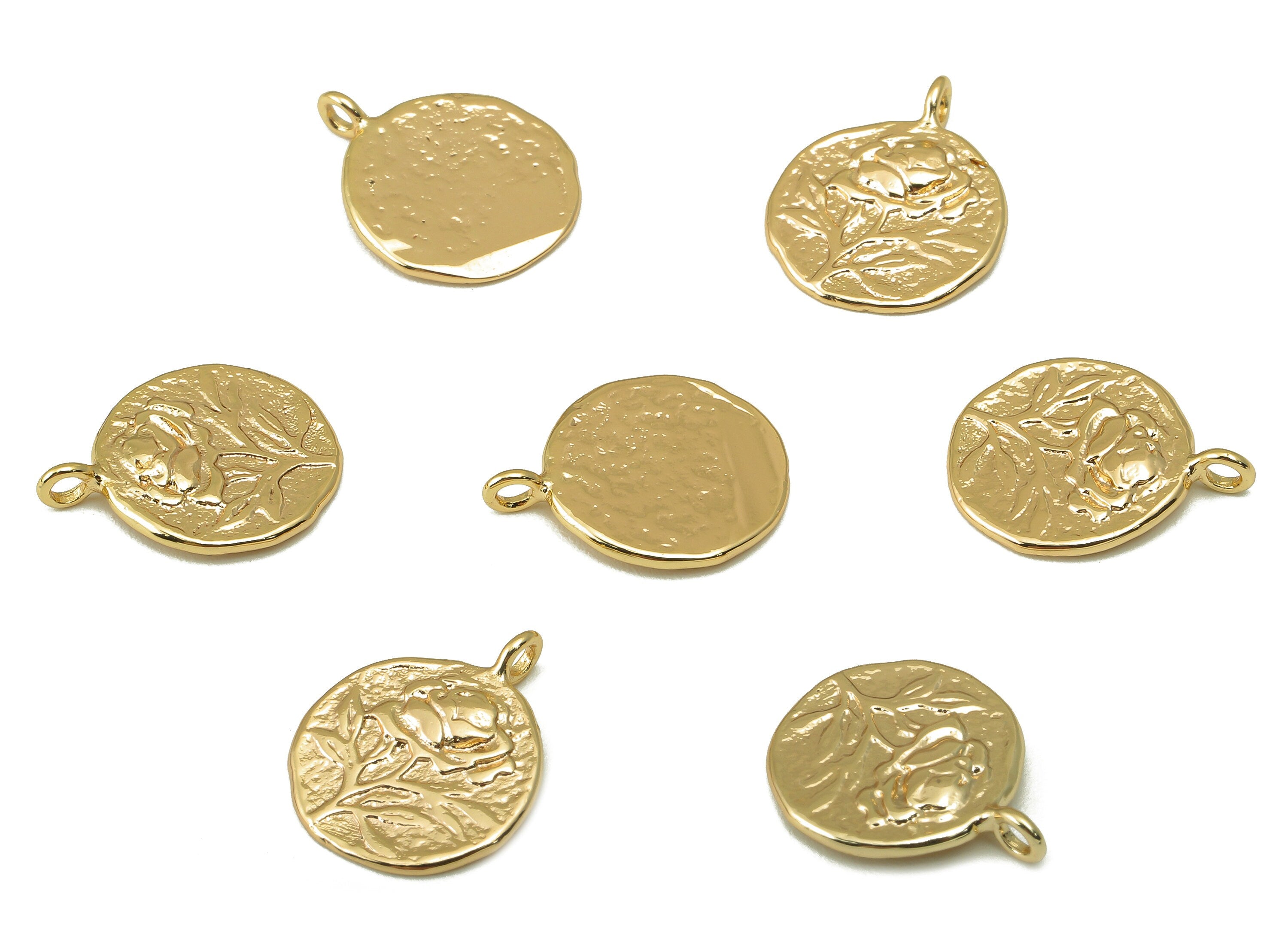 Brass Round Flower Pendant-Brass Flower Charm- Round Nacklace-Round Flower Nacklace- Jewelry Supplies-15.28x 13.88 x 2.44mm-RGP6135 - DOMEDBAZAAR