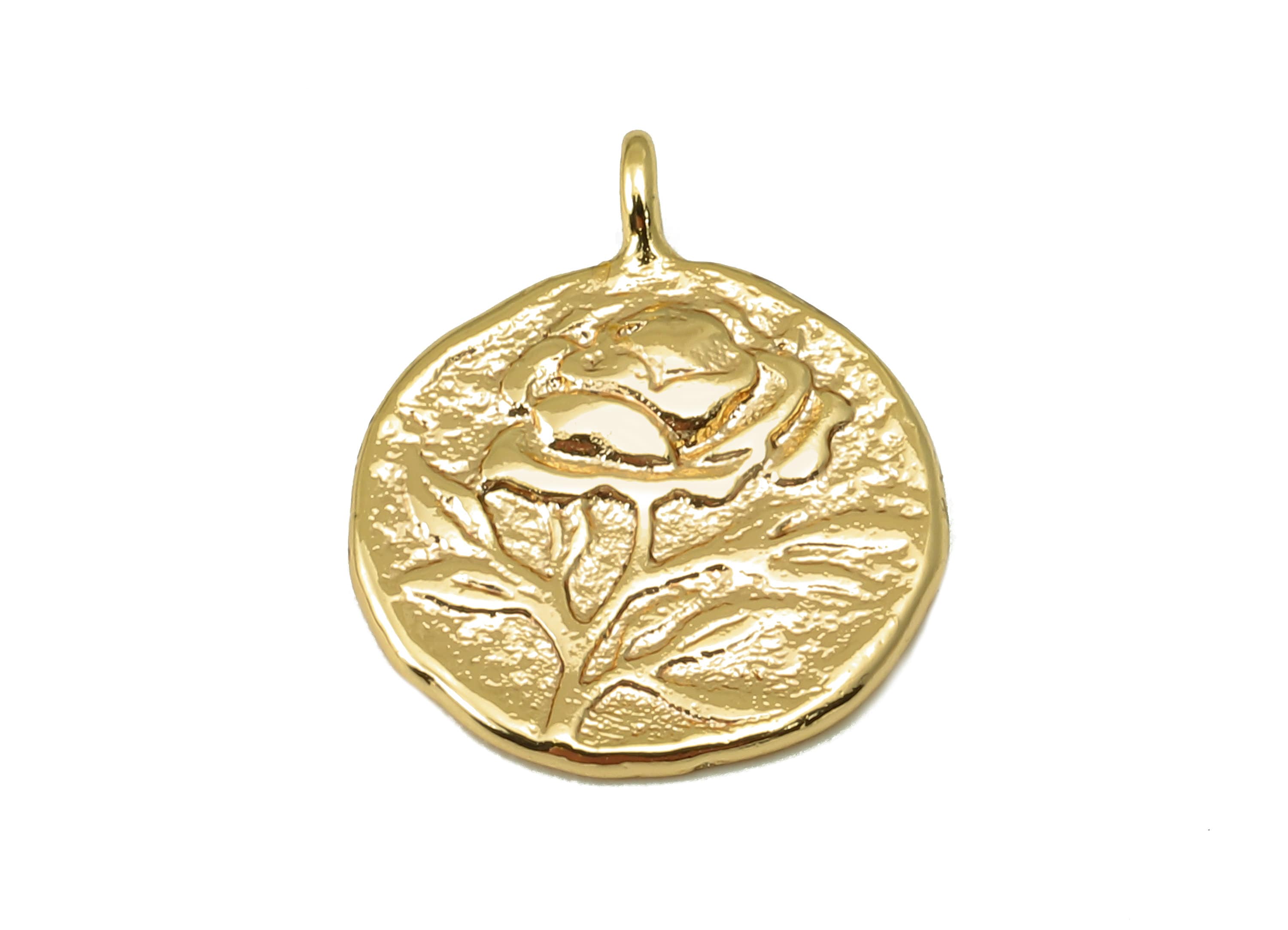 Brass Round Flower Pendant-Brass Flower Charm- Round Nacklace-Round Flower Nacklace- Jewelry Supplies-15.28x 13.88 x 2.44mm-RGP6135 - DOMEDBAZAAR