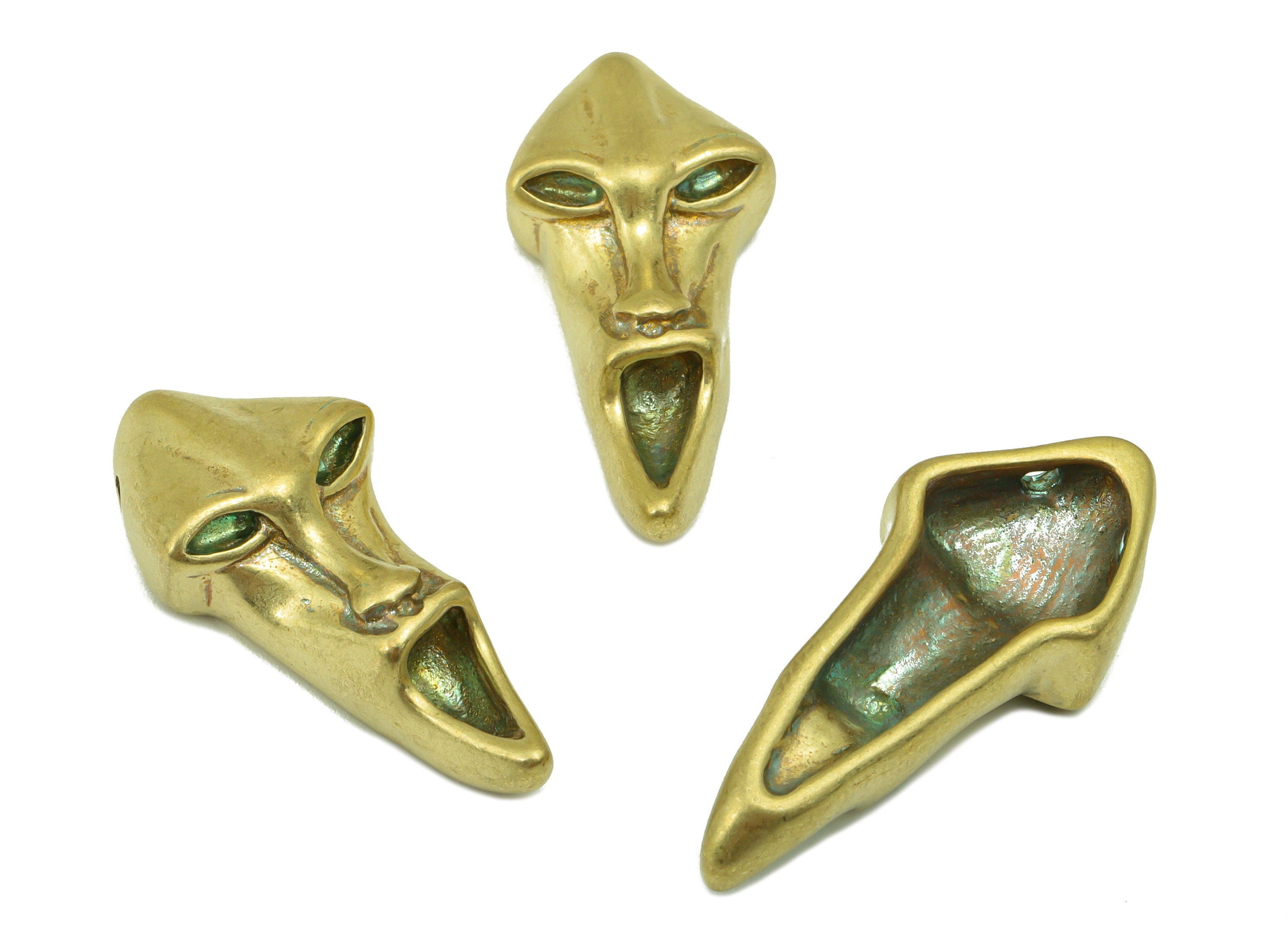 Brass Anomalous Face Pendant -Alien Charm  -Figure Charm - For Necklace - Jewelry Supplies -29x 13 x 1.32mm-PP8461 - DOMEDBAZAAR