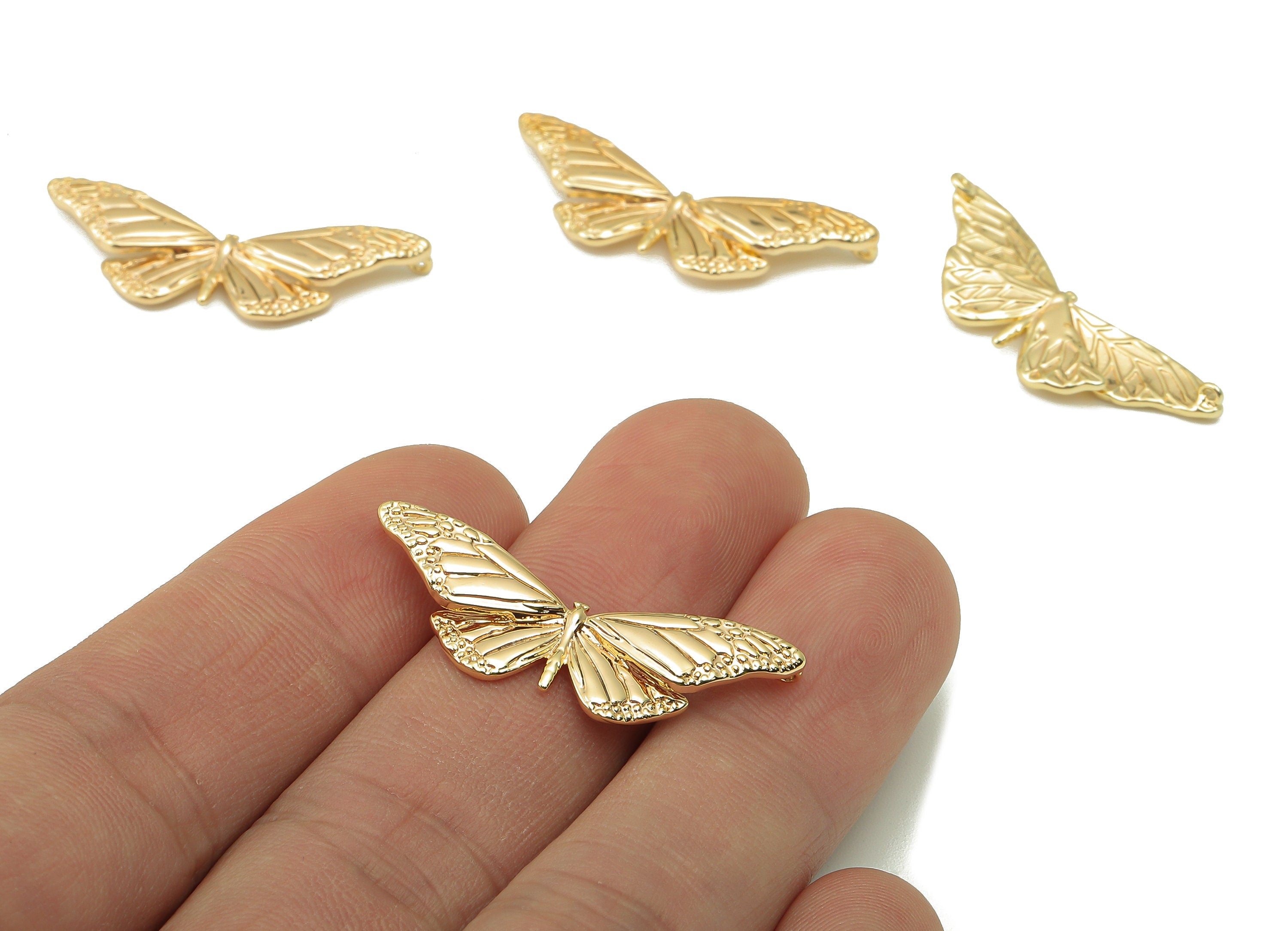 Brass Butterfly Earrings- Brass Butterfly Charm-Necklace Connector-Butterfly Necklace-Jewelry Supplies-33.87x 10.83x 1.49mm-RGP6139 - DOMEDBAZAAR